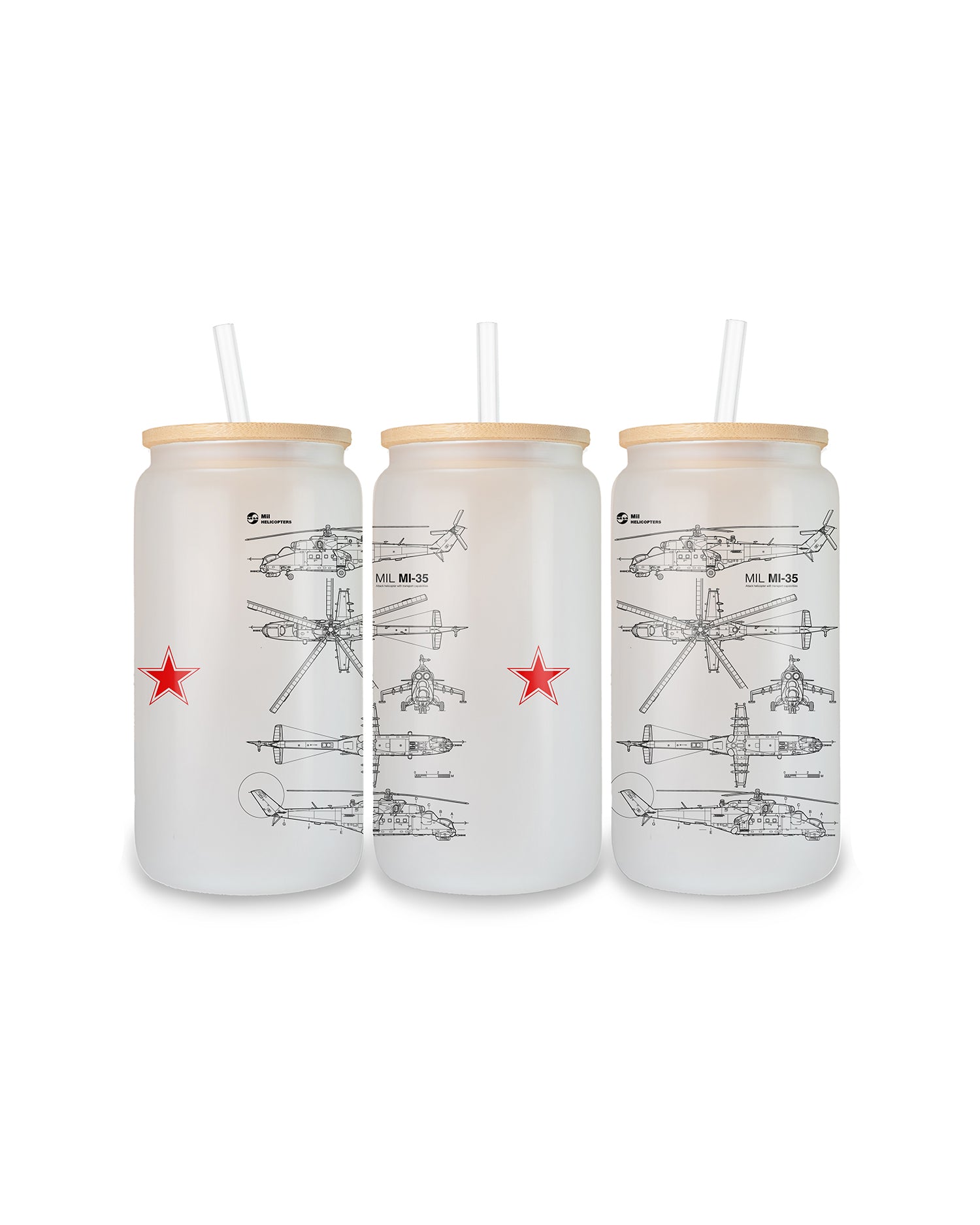 Mi-35 Szklanka z pokrywką i słomką 500 ml