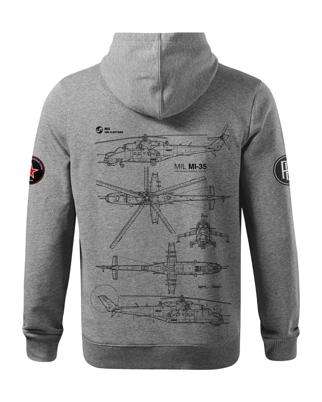Mi-35 Bluza z kapturem 320g czarna/szara