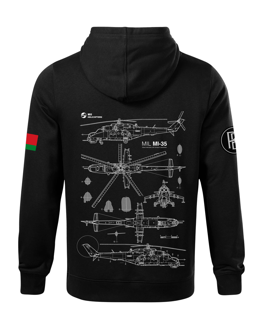 Mi-35 – Siły Powietrzne Białorusi Bluza z kapturem 320g czarna/szara