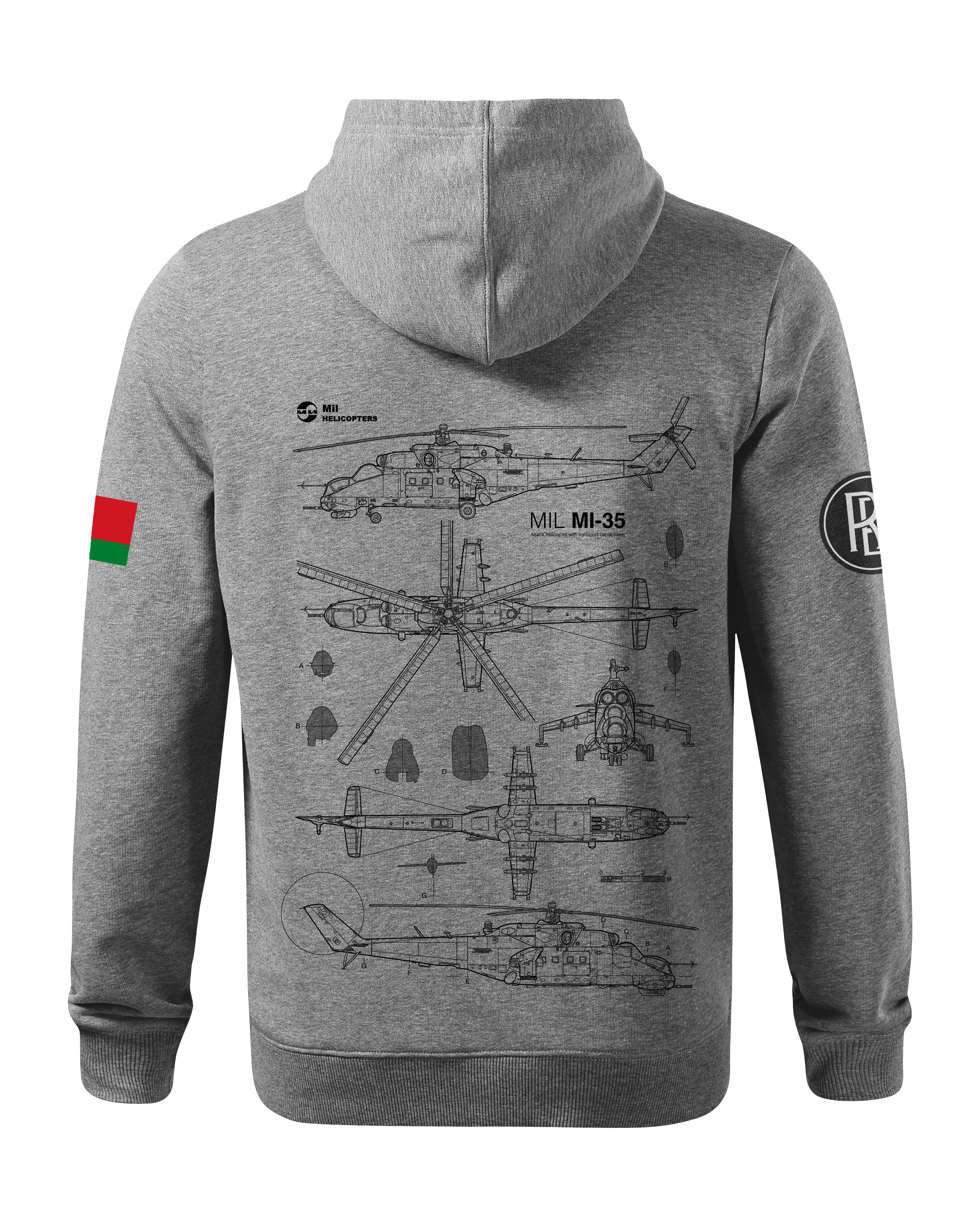 Mi-35 – Siły Powietrzne Białorusi Bluza z kapturem 320g czarna/szara