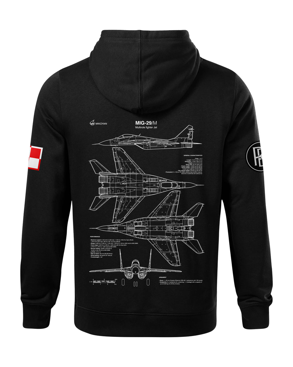 MIG-29 Bluza z kapturem 320g czarna/szara