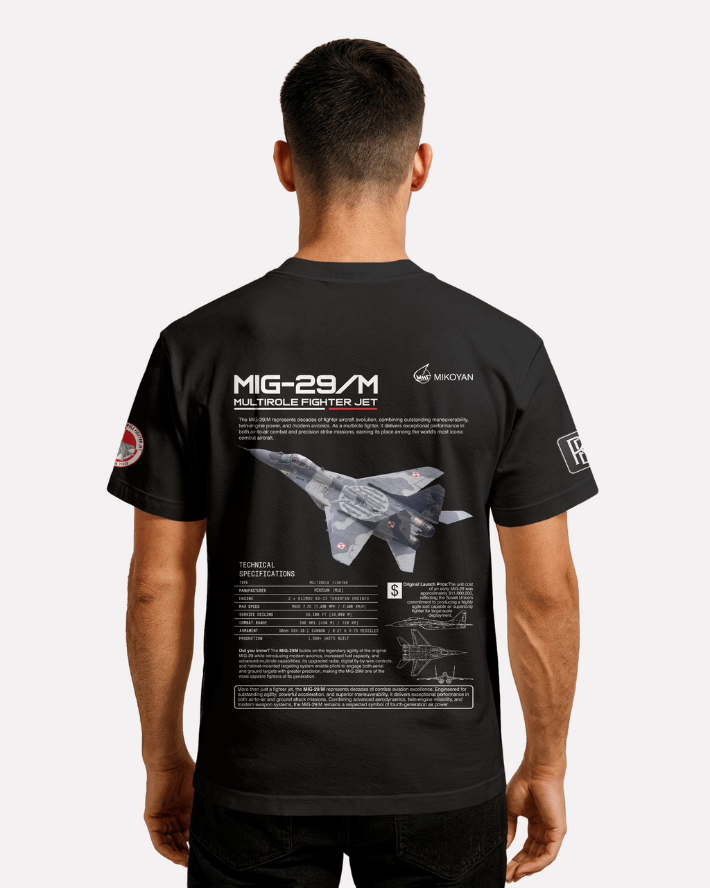 MIG-29 T-shirt Classic Unisex biała/czarna - seria 2