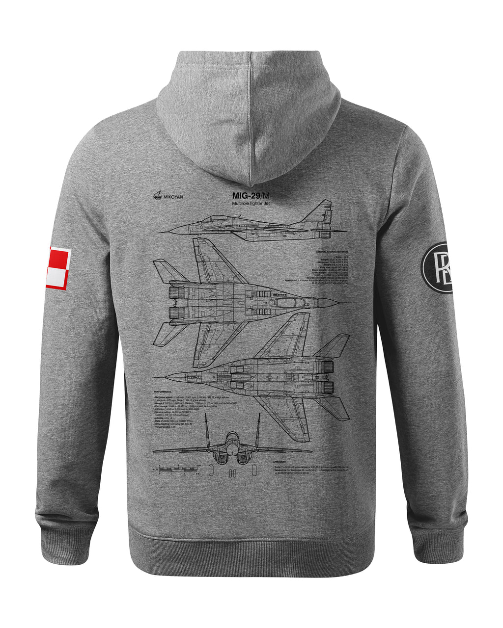 MIG-29 Bluza z kapturem 320g czarna/szara