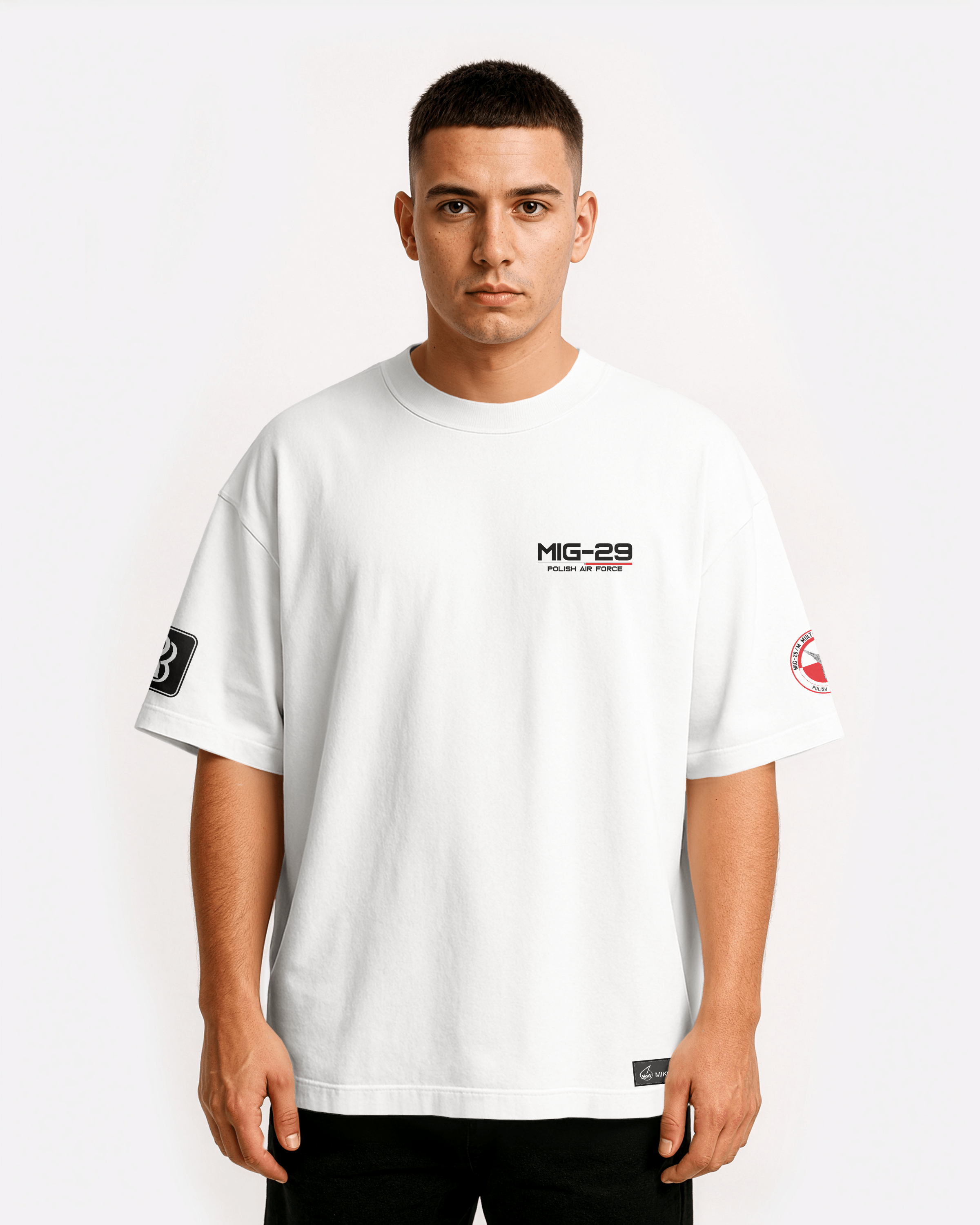 MIG-29 Oversize T-shirt Unisex biała/czarna - seria 2
