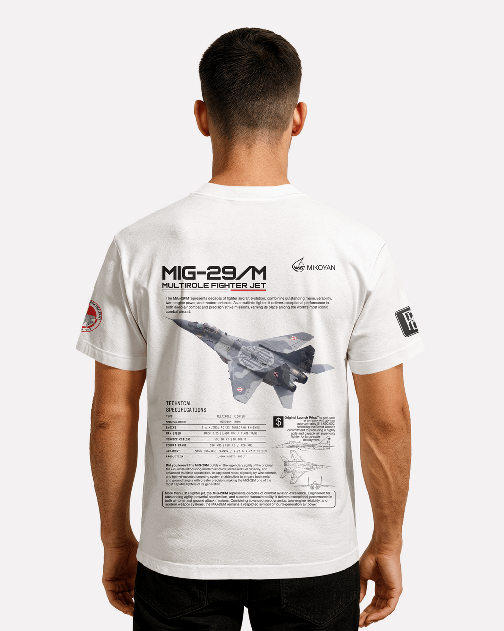 MIG-29 T-shirt Classic Unisex biała/czarna - seria 2