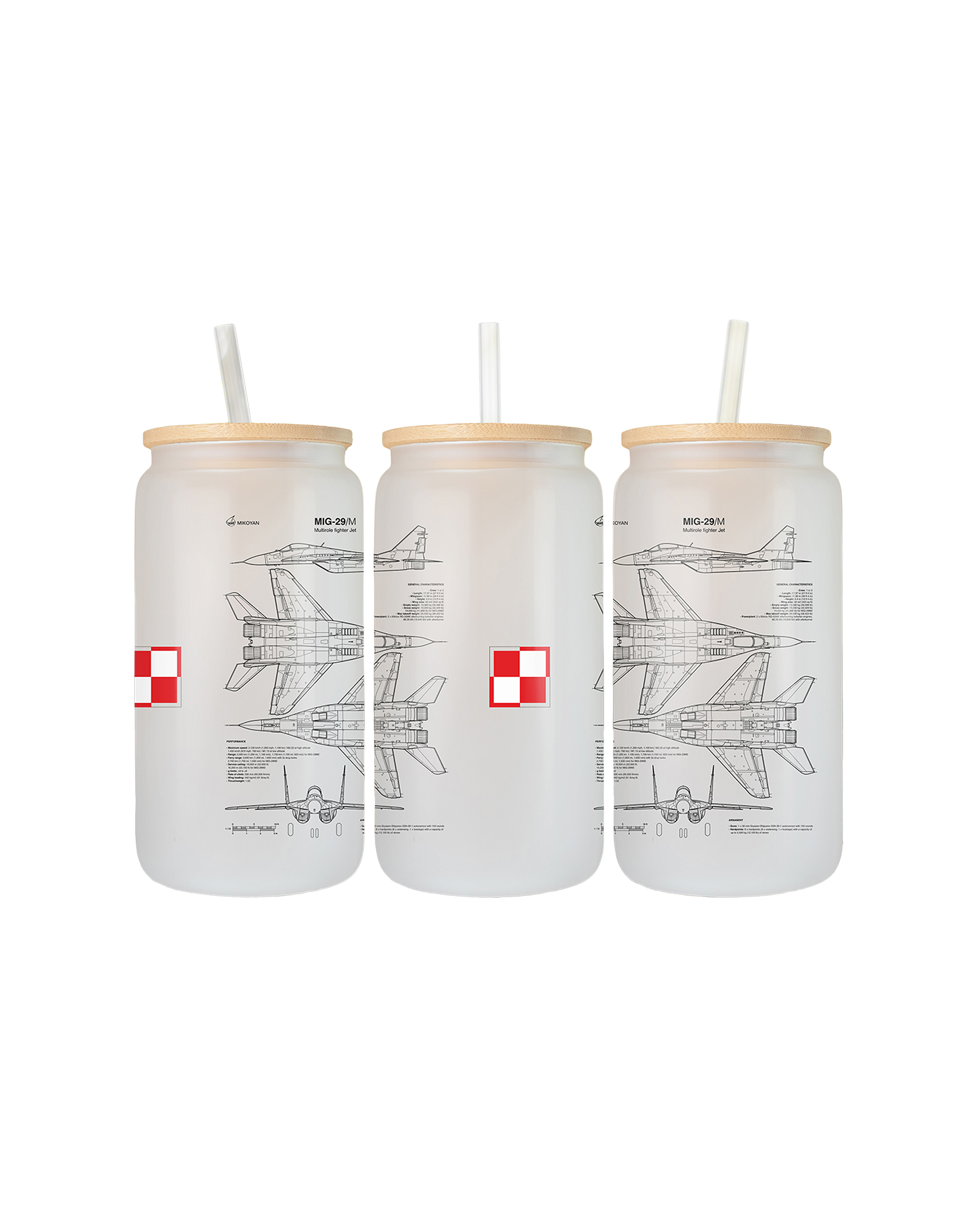 MIG-29 Szklanka z pokrywką i słomką 500 ml