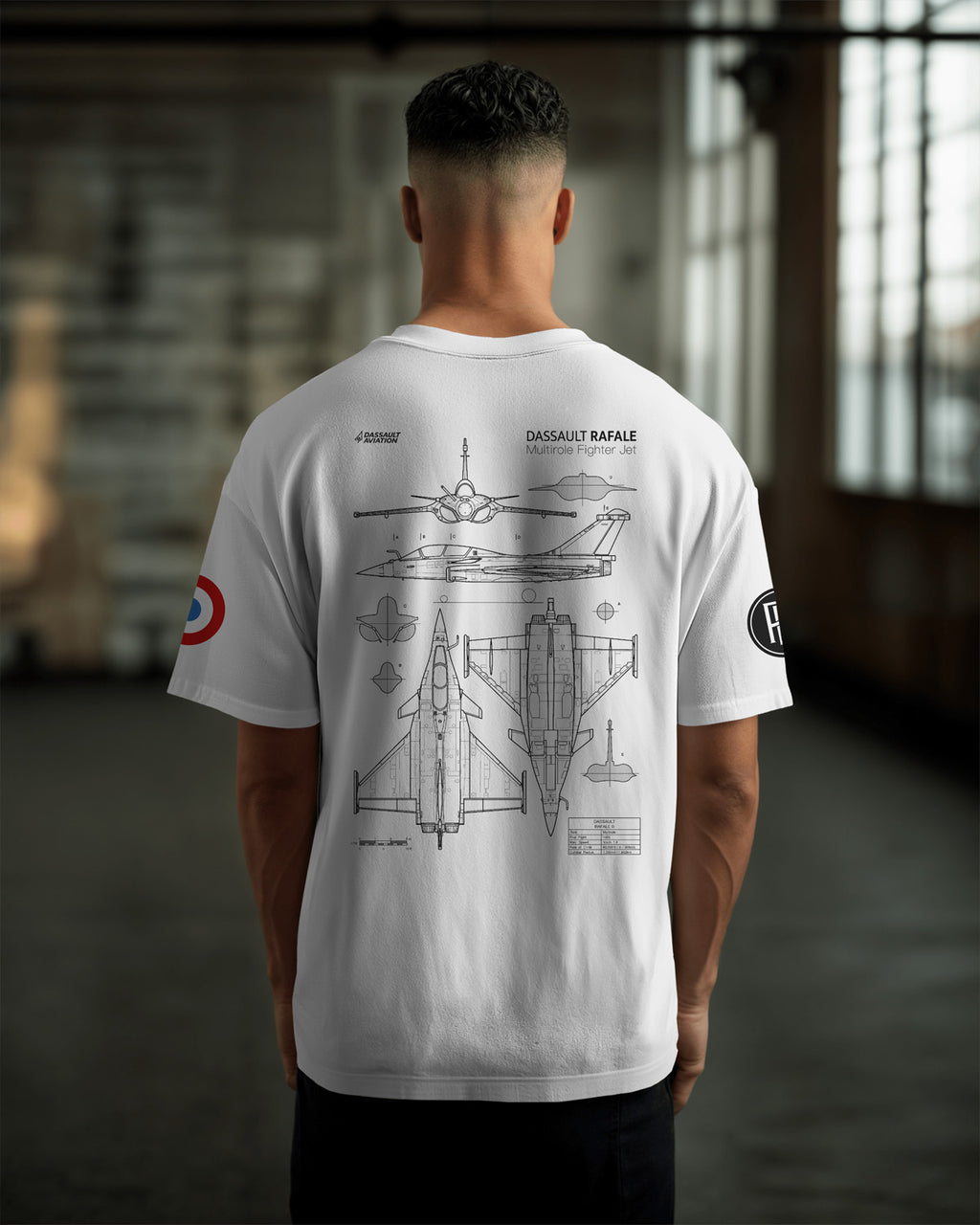 Dassault Rafale Oversize T-shirt Unisex biała/czarna