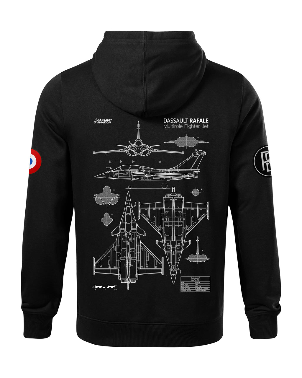 Dassault Rafale Bluza z kapturem 320g czarna/szara