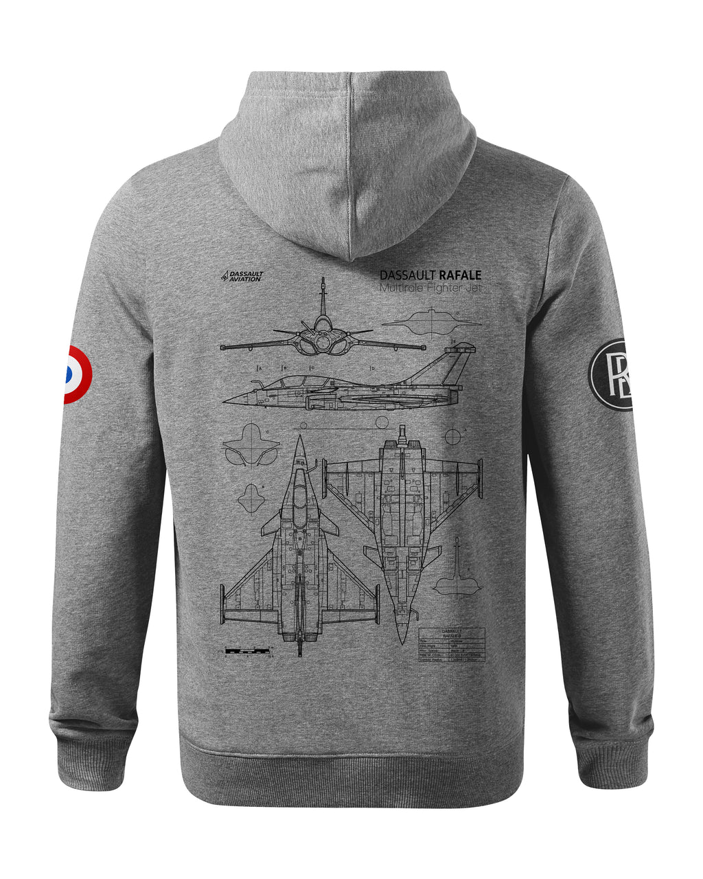 Dassault Rafale Bluza z kapturem 320g czarna/szara