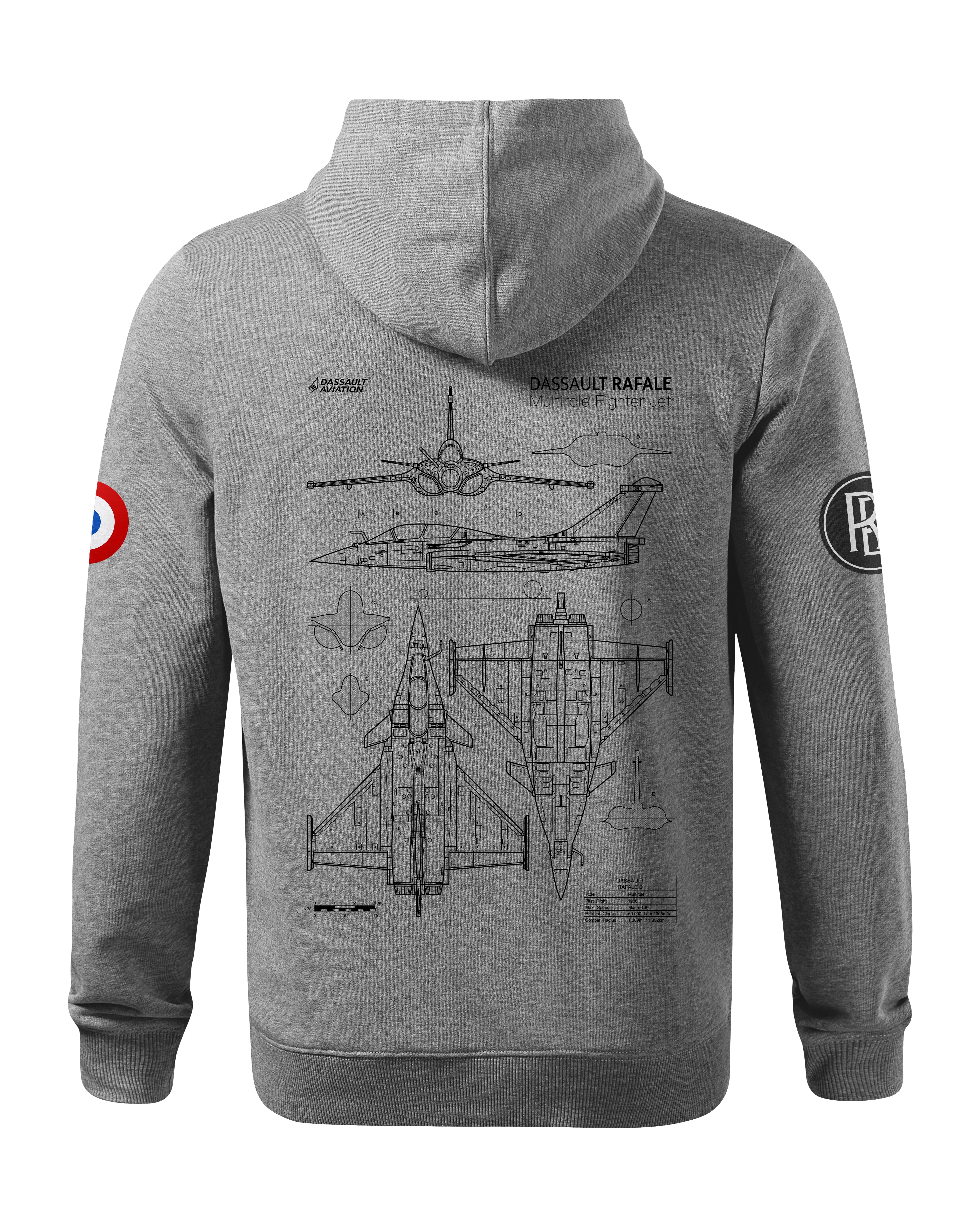 Dassault Rafale Hoodie 320g Black/Grey