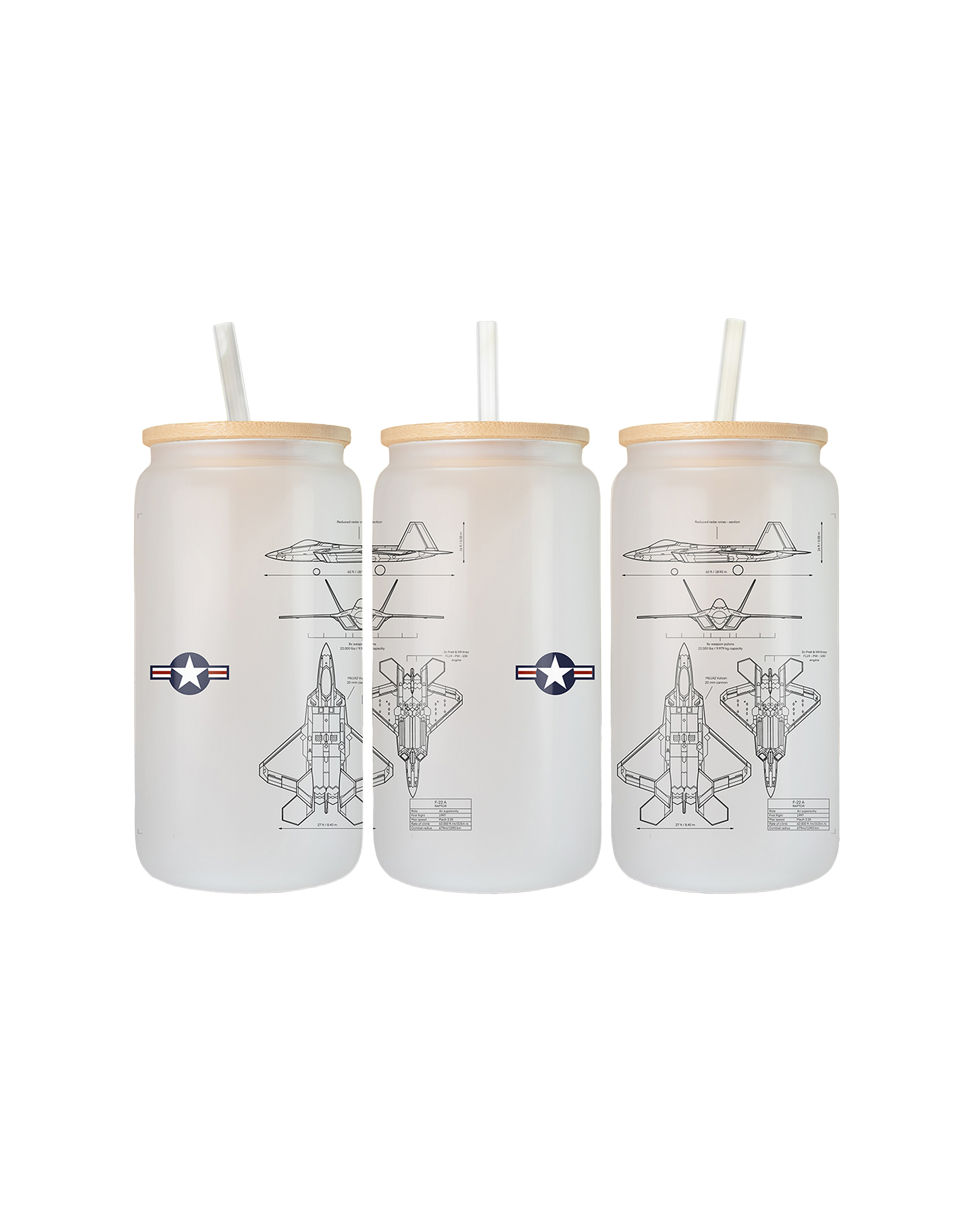 F-22 Raptor Szklanka z pokrywką i słomką 500 ml