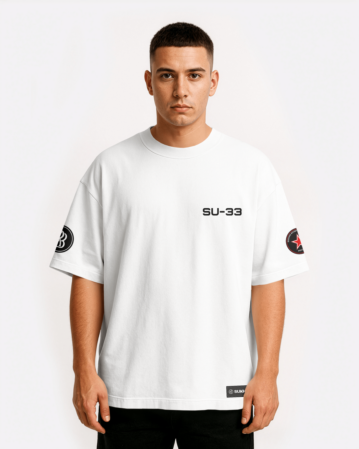 SU-33 Oversize T-shirt Unisex biała/czarna (Kopia)