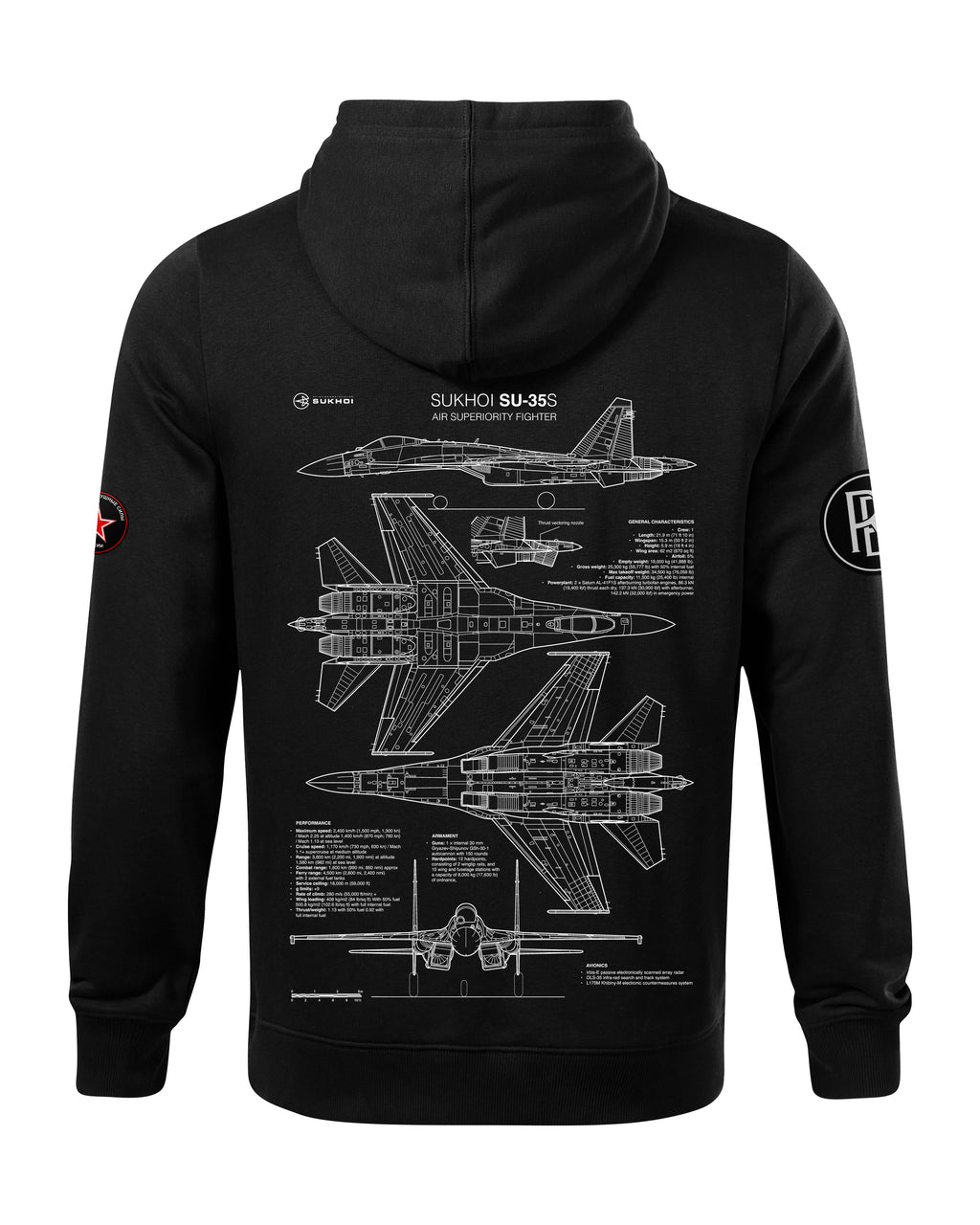 SU-35 Bluza z kapturem 320g czarna/szara