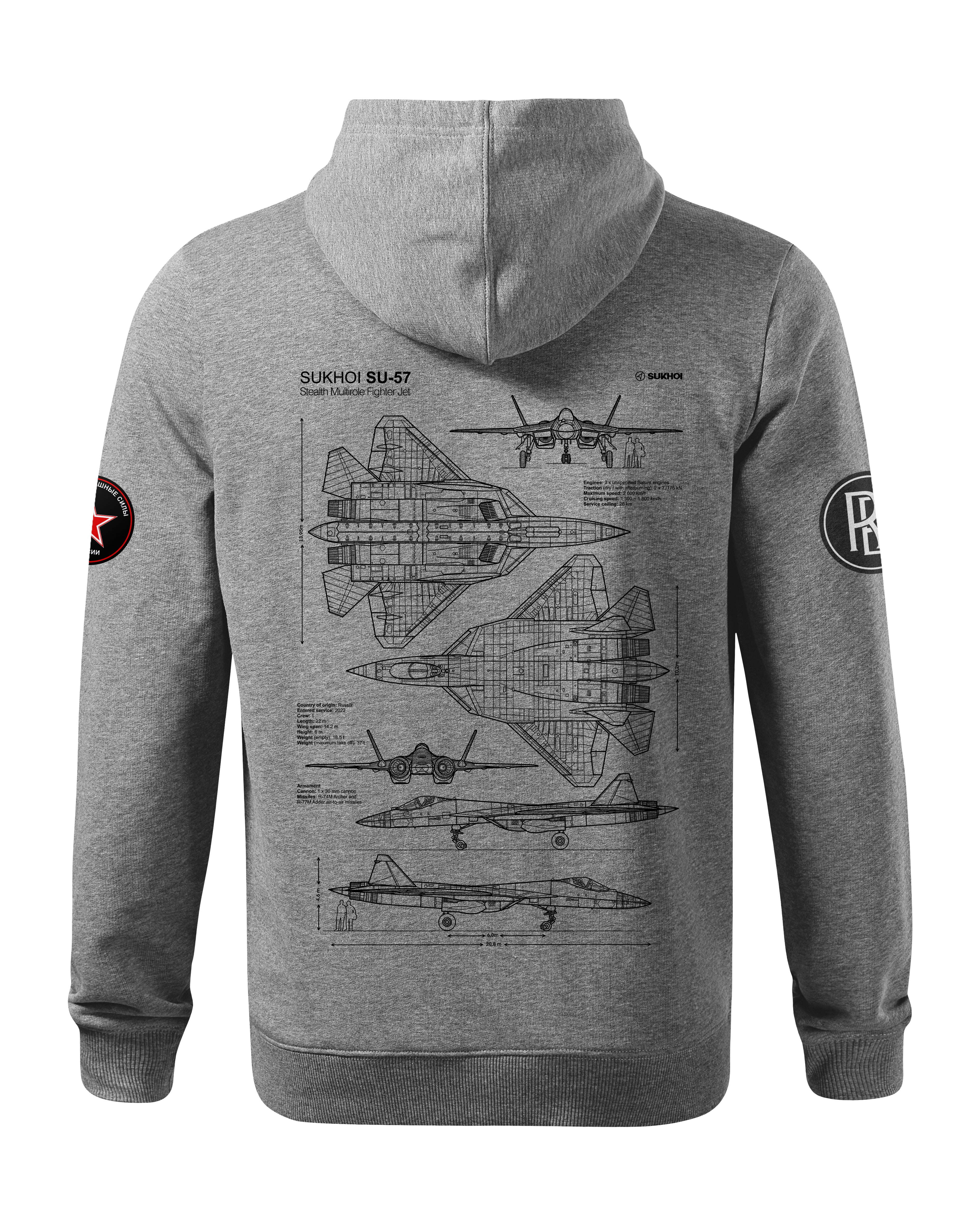 SU-57 Hoodie 320g Black/Grey