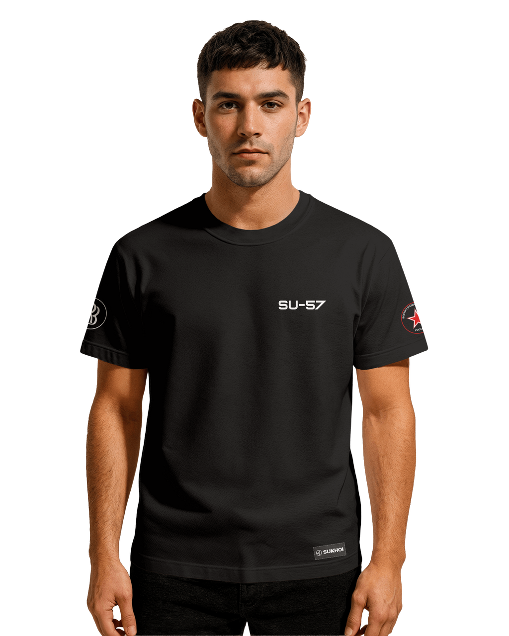 SU-57 T-shirt Classic Unisex biała/czarna