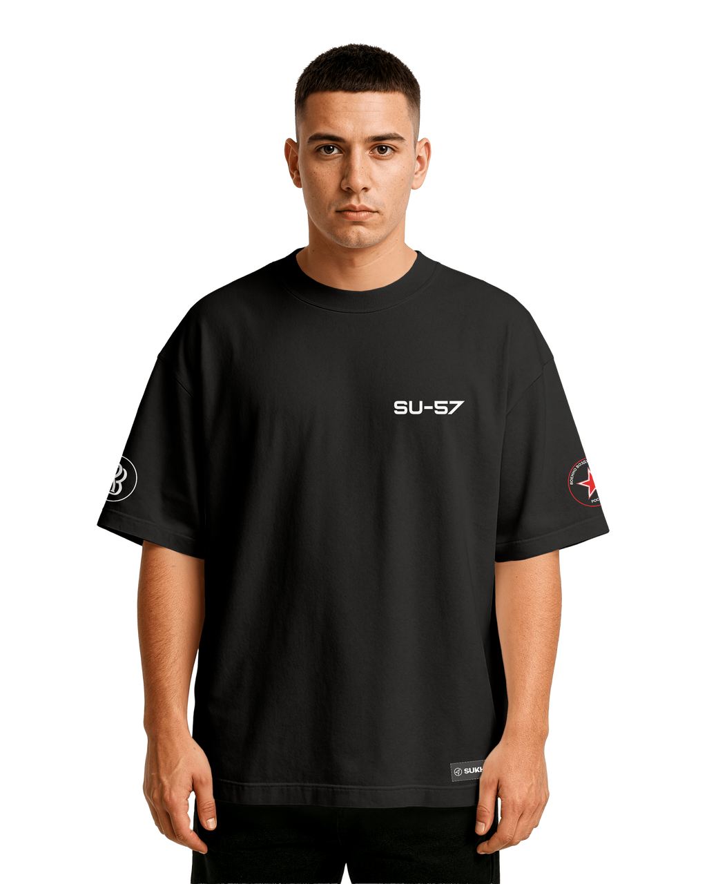 SU-57 Oversize T-shirt Unisex biała/czarna