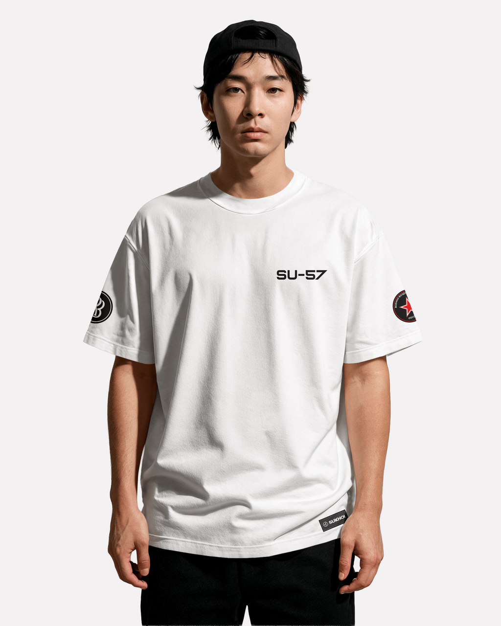 SU-57 T-shirt Classic Unisex biała/czarna