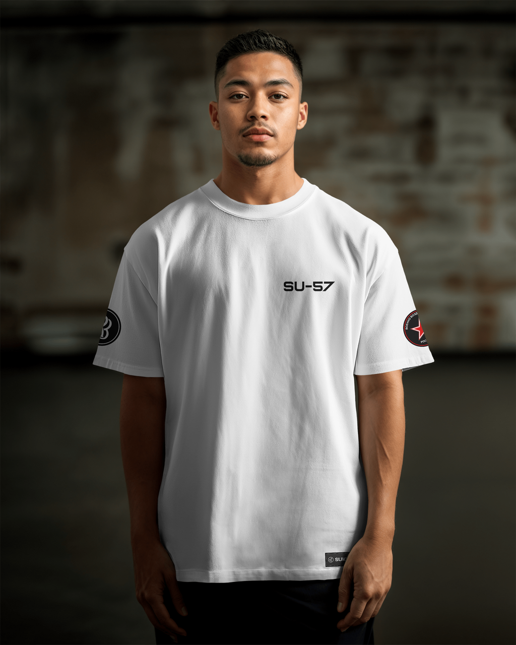 SU-57 Oversize T-shirt Unisex biała/czarna