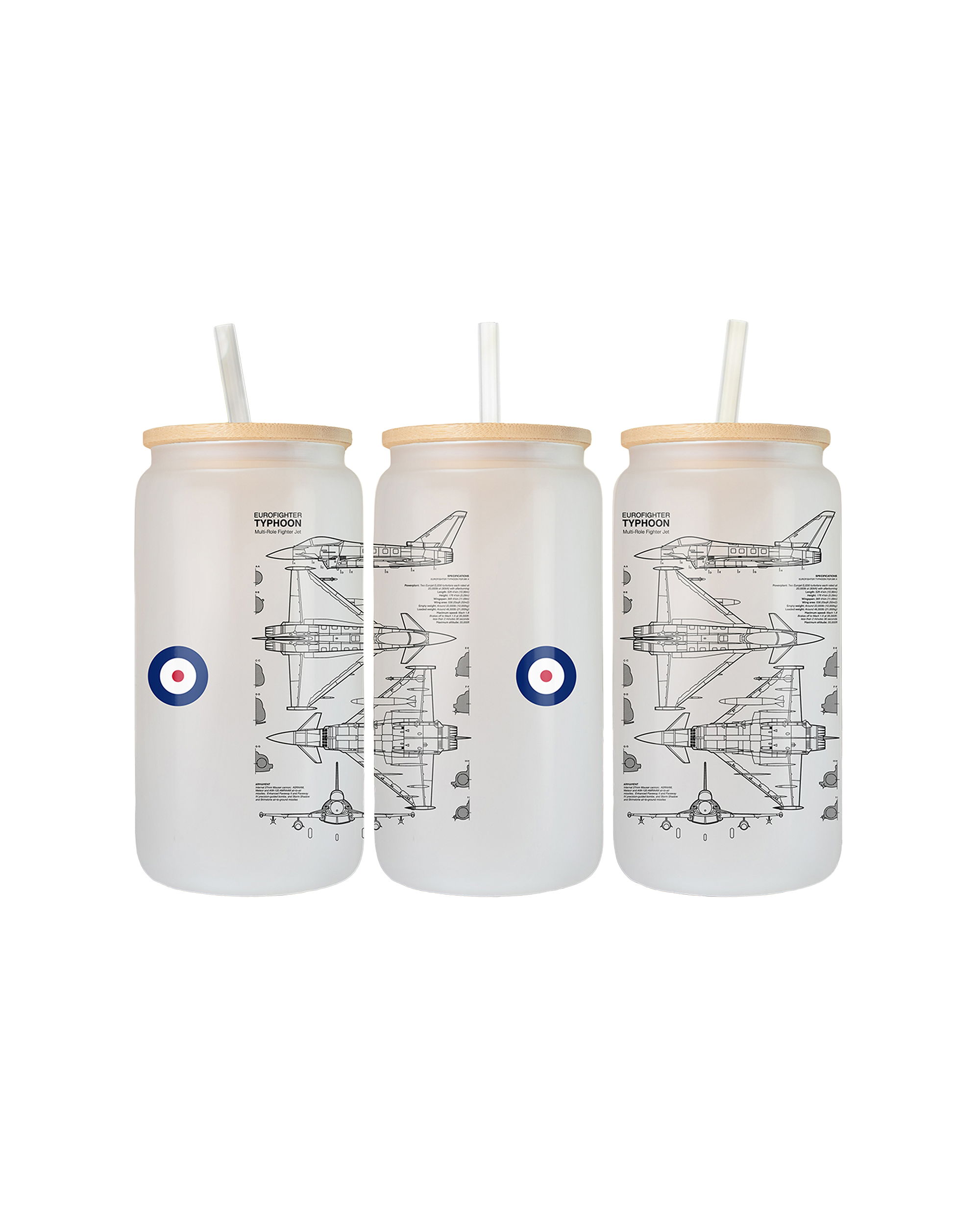 Eurofighter Typhoon RAF Szklanka z pokrywką i słomką 500 ml