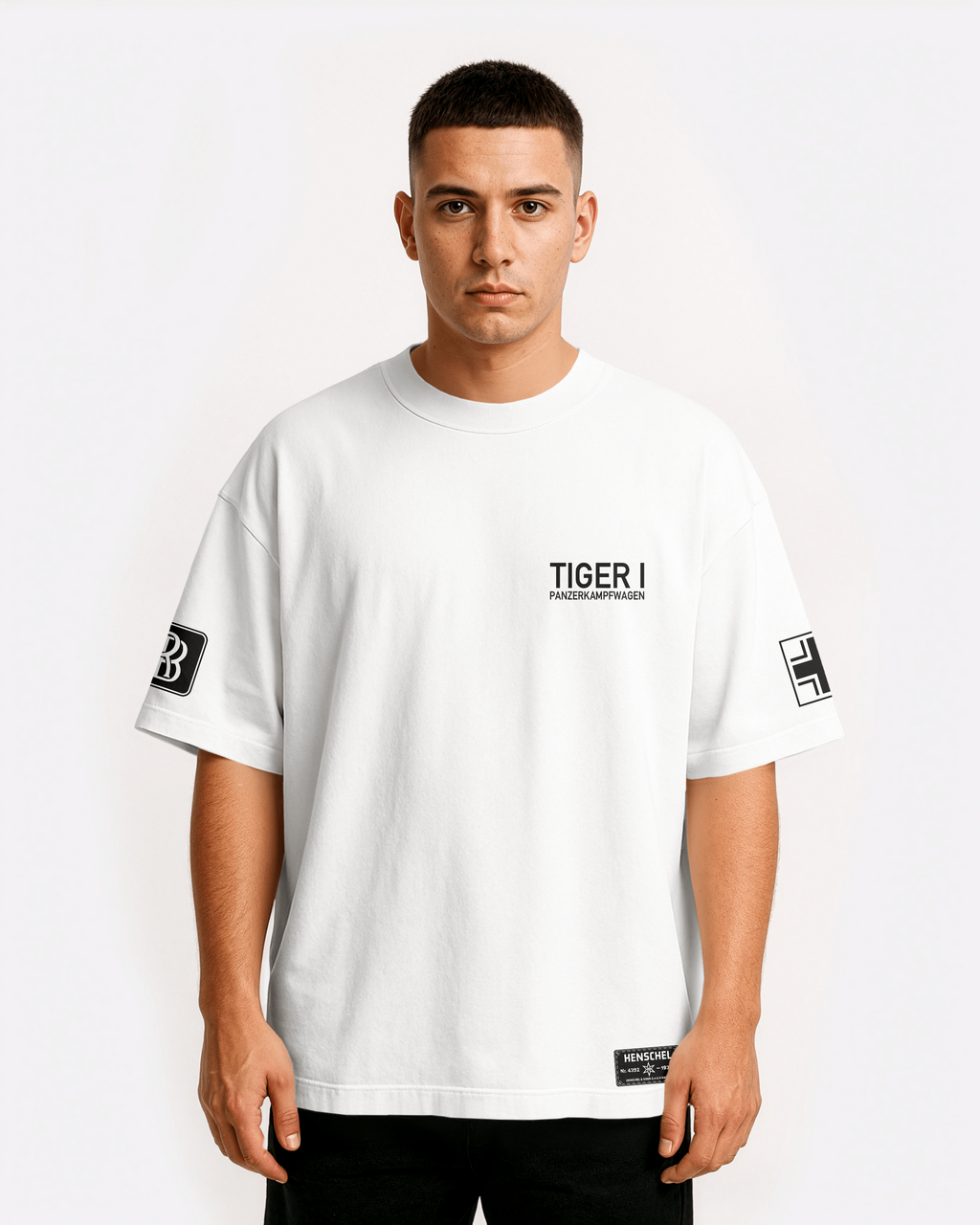 Tiger 1 Oversize T-shirt Unisex biała/czarna