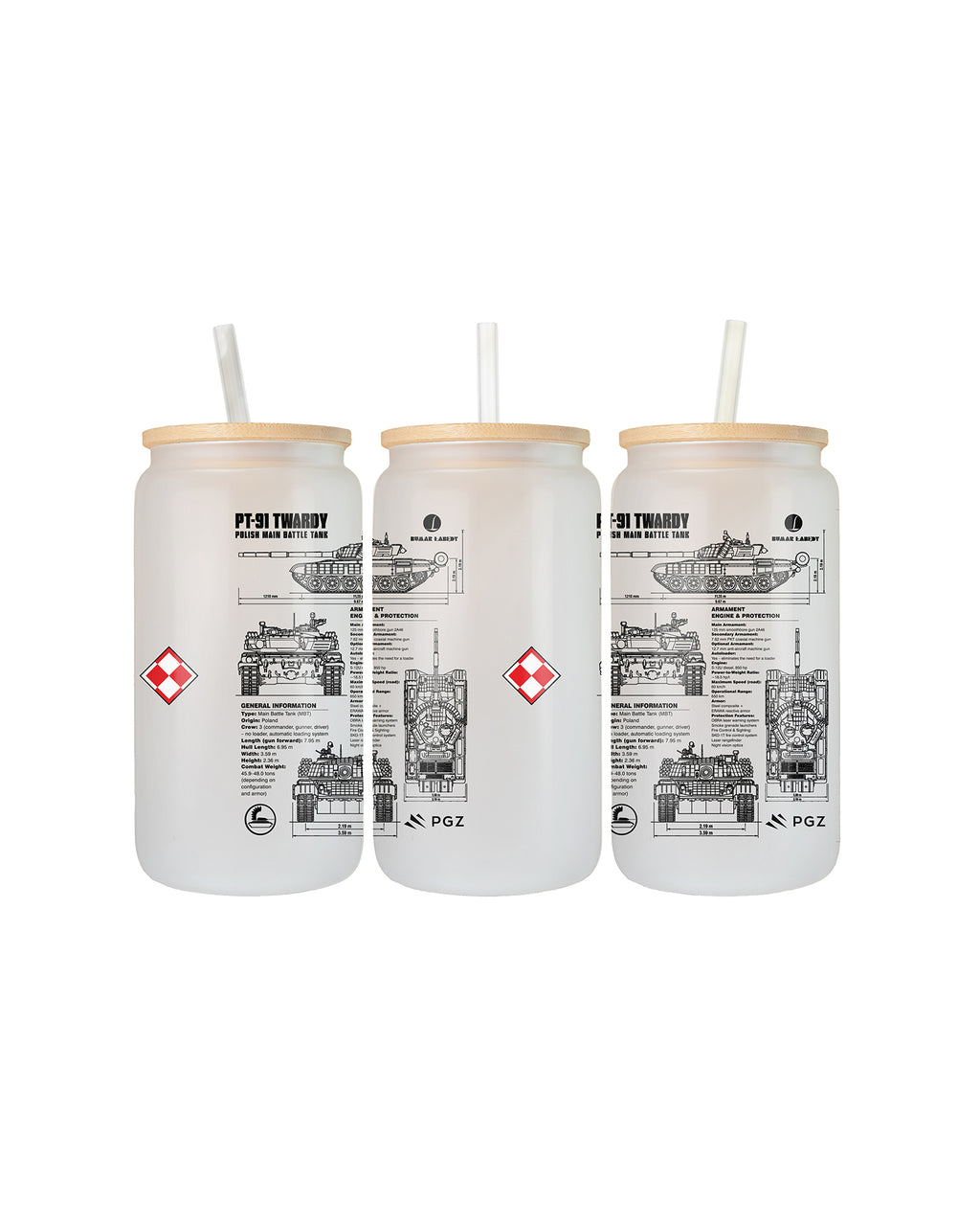PT-91 Twardy Szklanka z pokrywką i słomką 500 ml