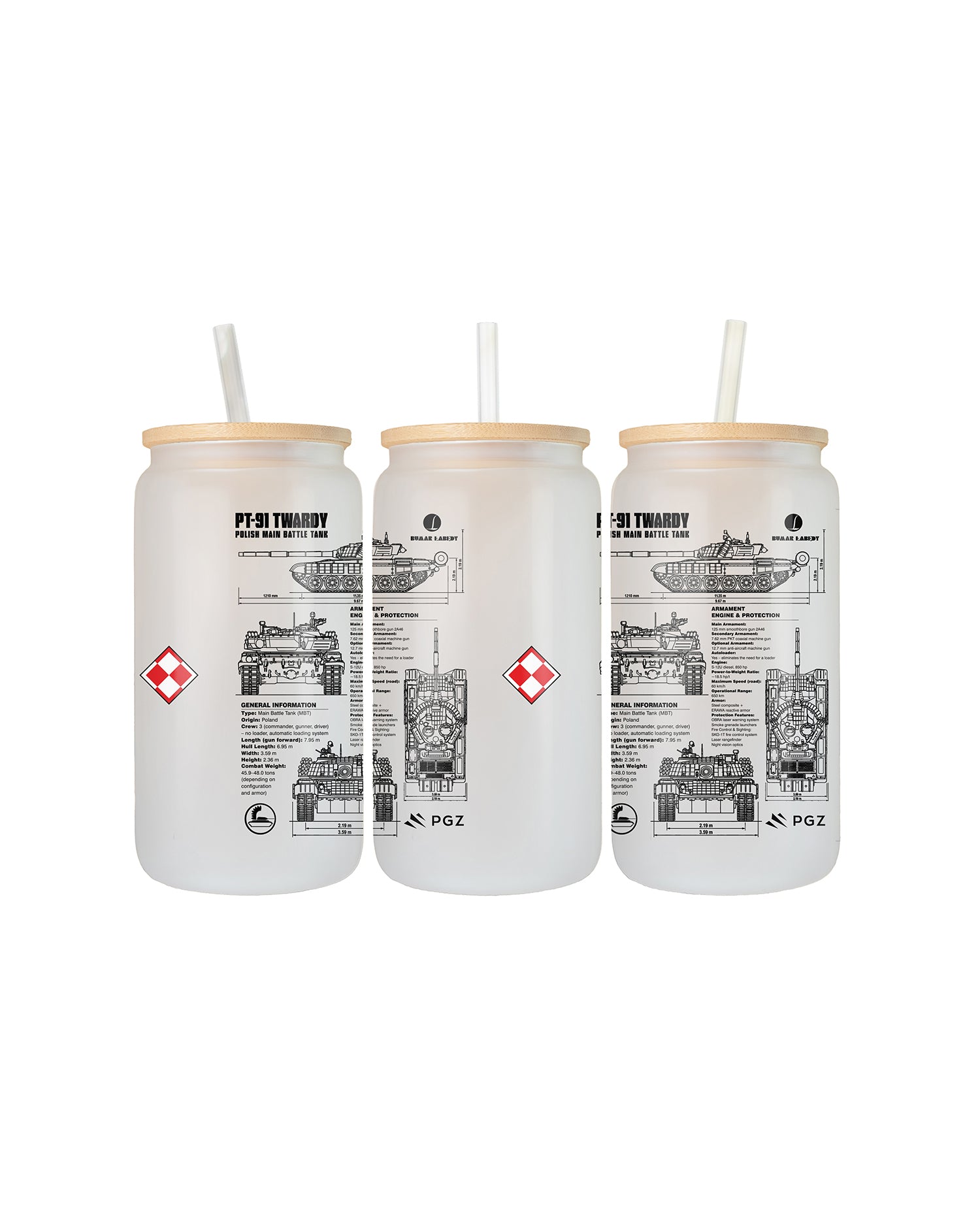 PT-91 Twardy Szklanka z pokrywką i słomką 500 ml
