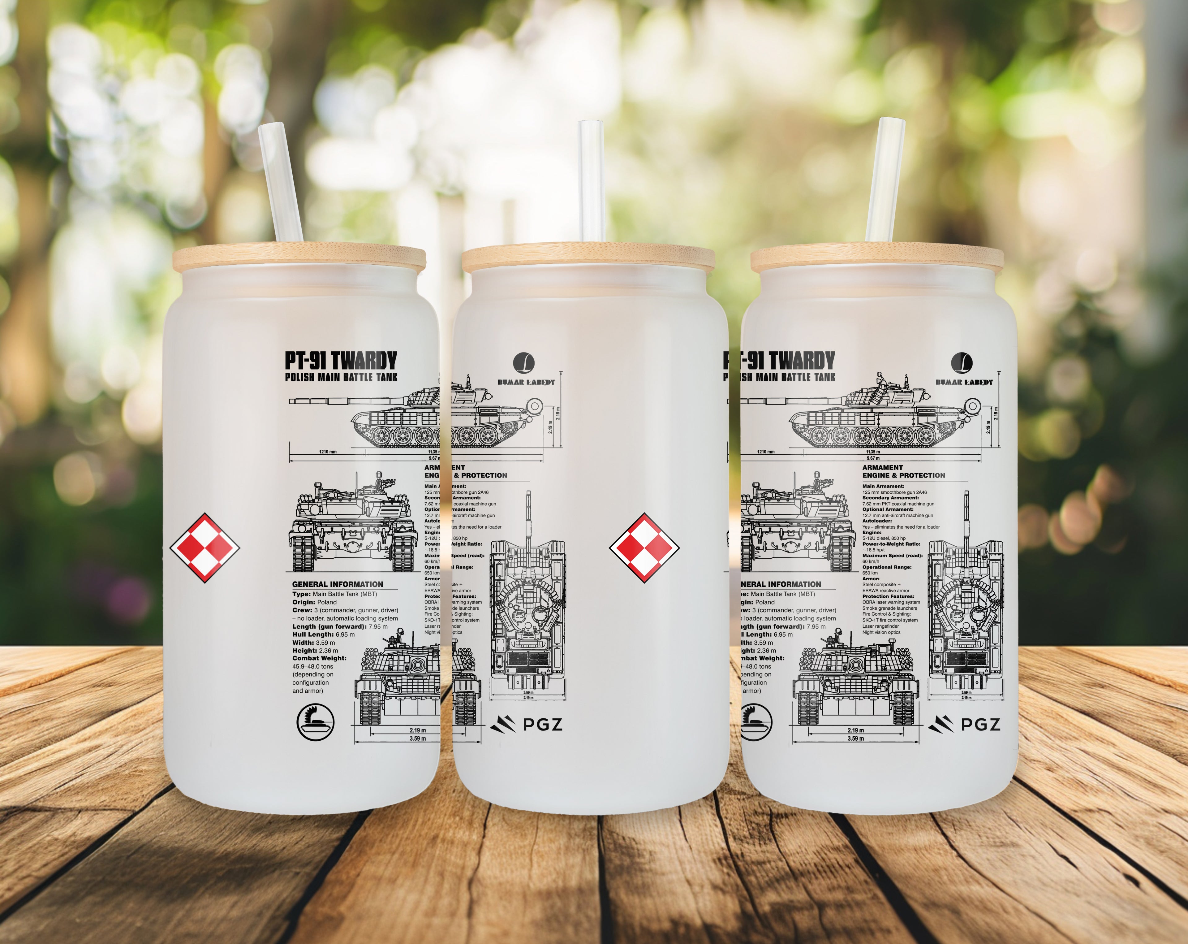 PT-91 Twardy Szklanka z pokrywką i słomką 500 ml