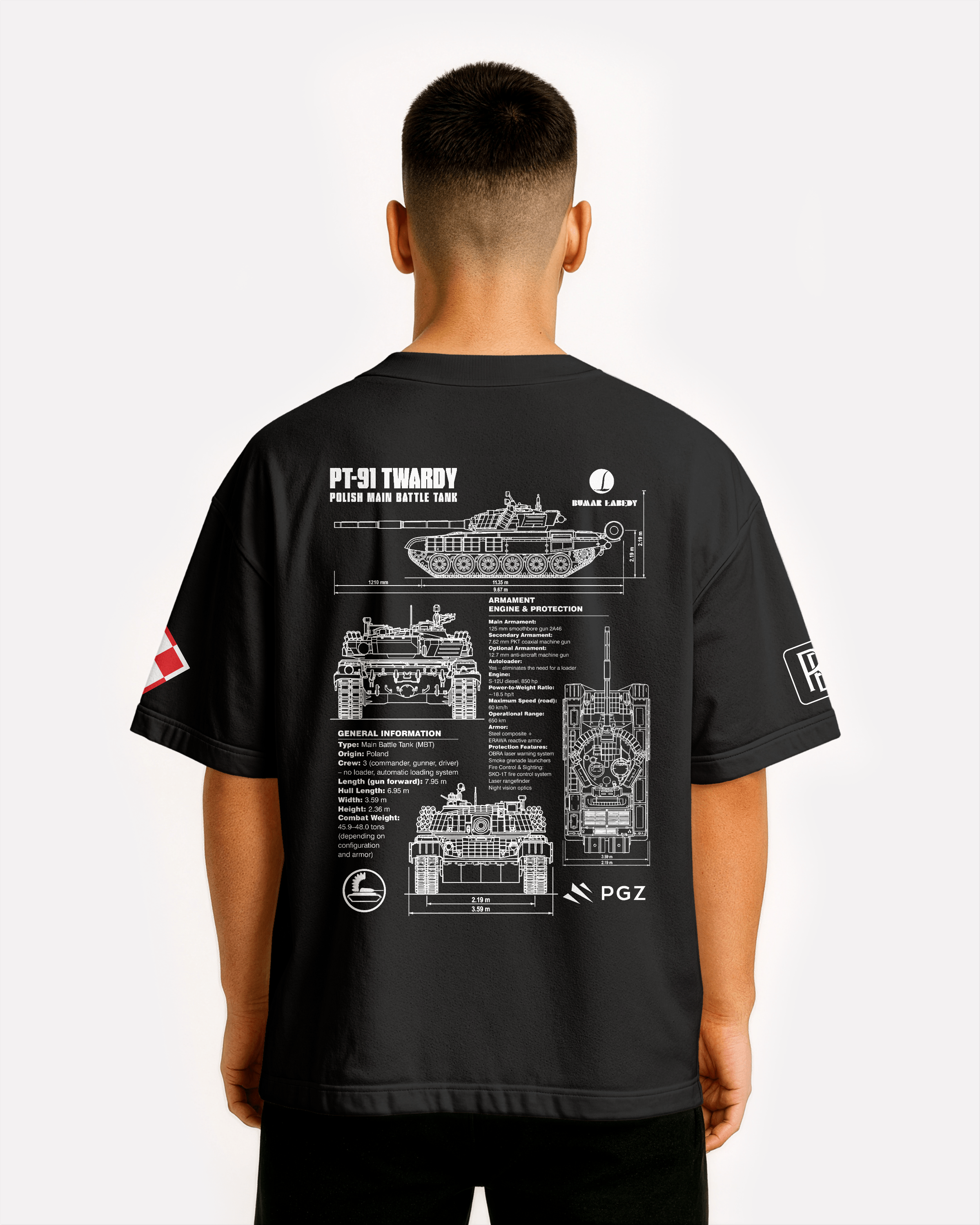 PT-91 Twardy Oversize T-shirt Unisex (3 kolory)
