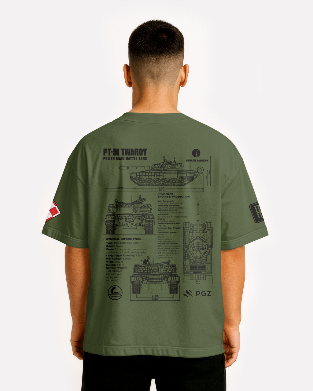 PT-91 Twardy Oversize T-shirt Unisex (3 kolory)