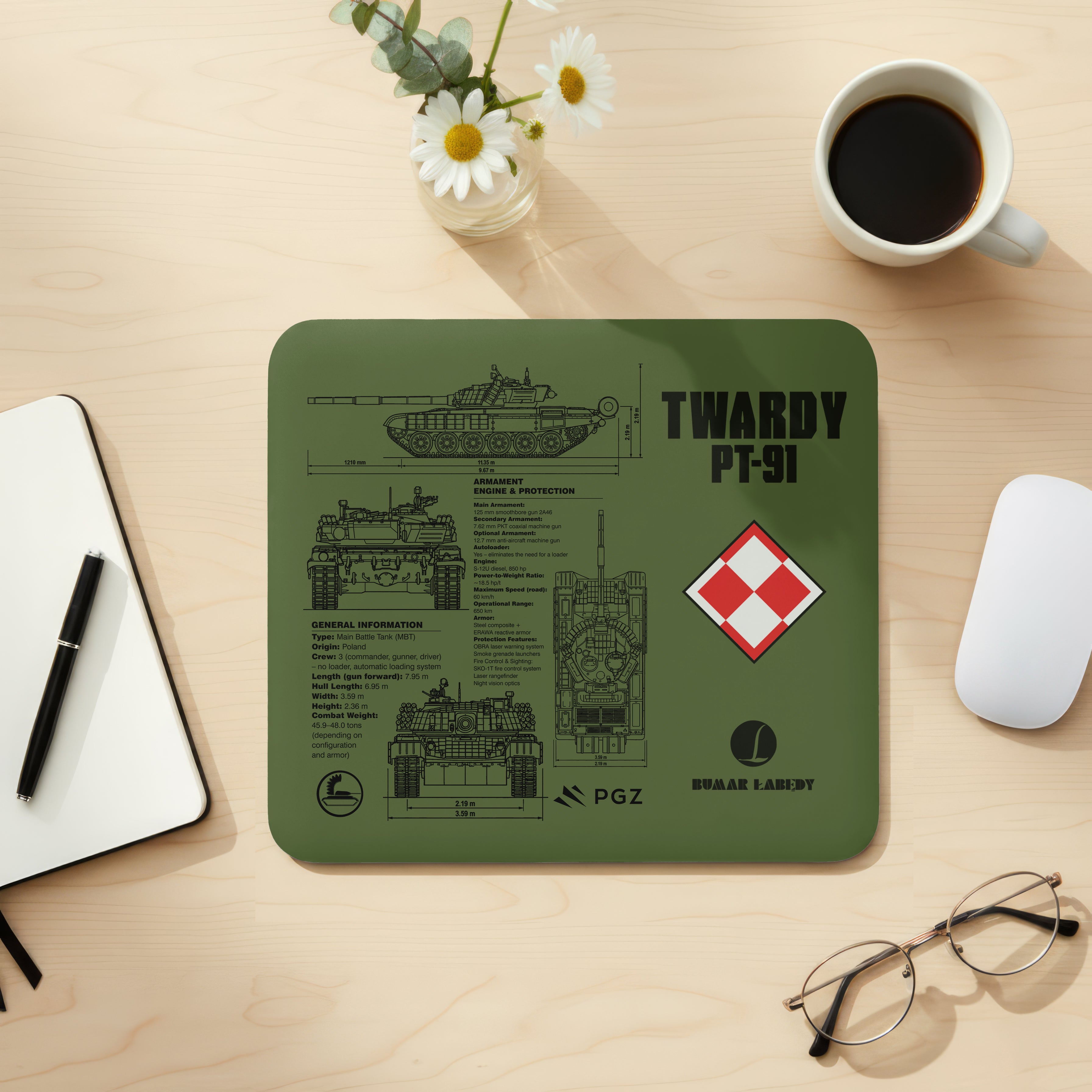 PT-91 Twardy Podkładka pod myszkę (3 warianty)