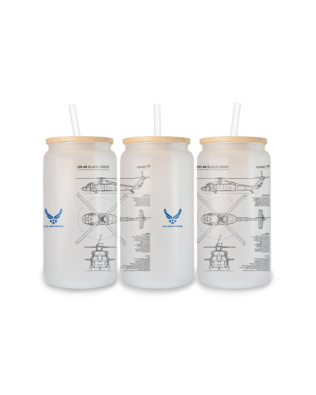 UH-60 Blackhawk Szklanka z pokrywką i słomką 500 ml