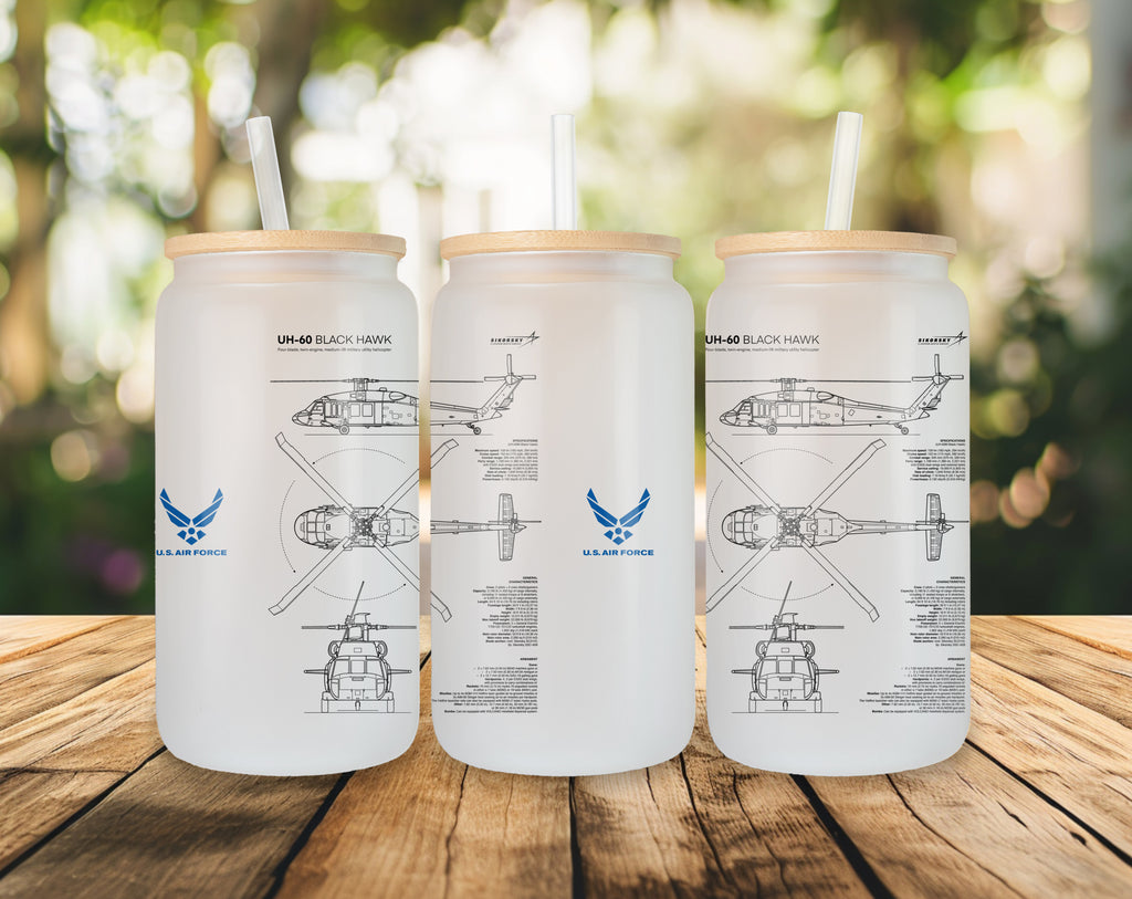 UH-60 Blackhawk Szklanka z pokrywką i słomką 500 ml