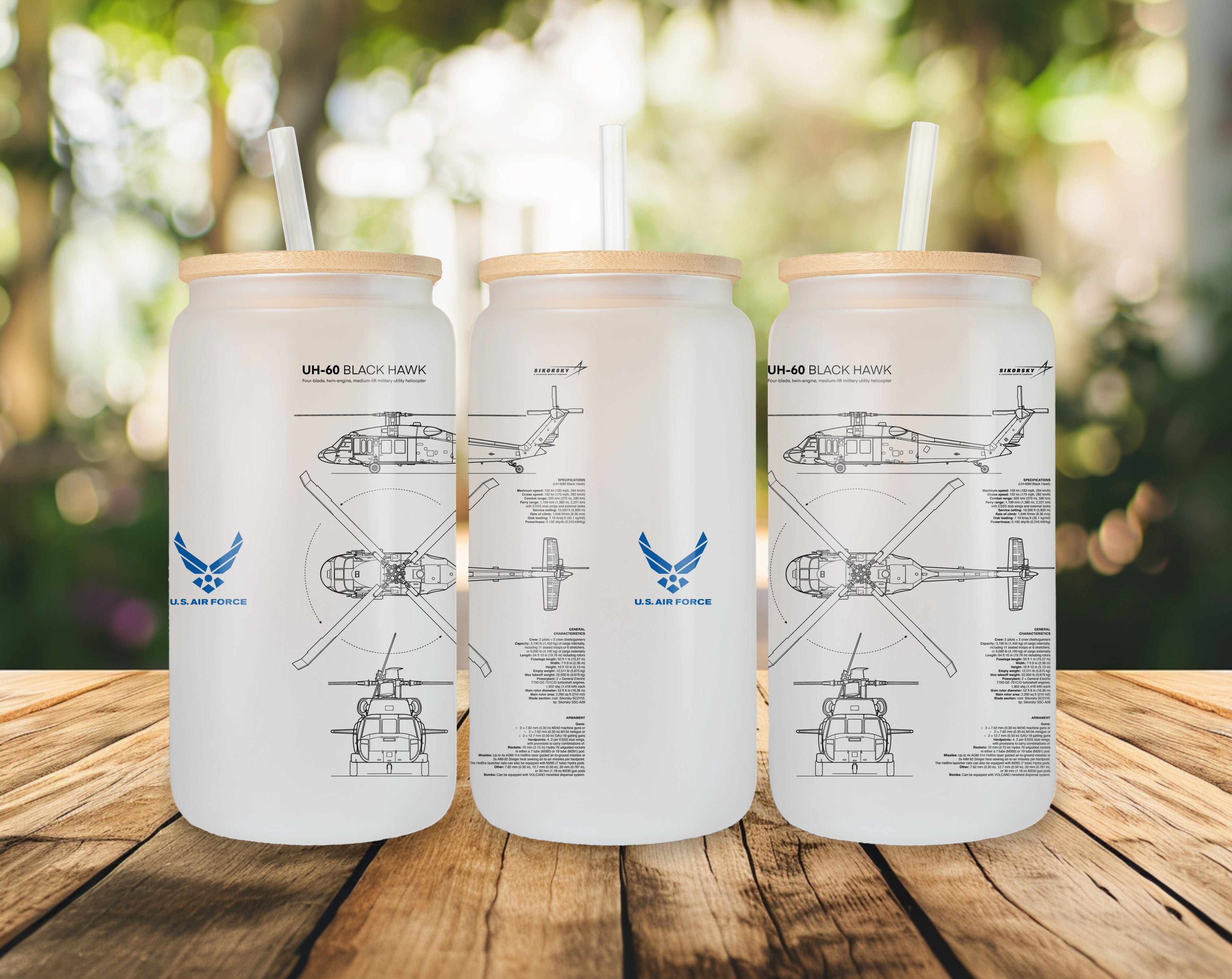 UH-60 Blackhawk Szklanka z pokrywką i słomką 500 ml