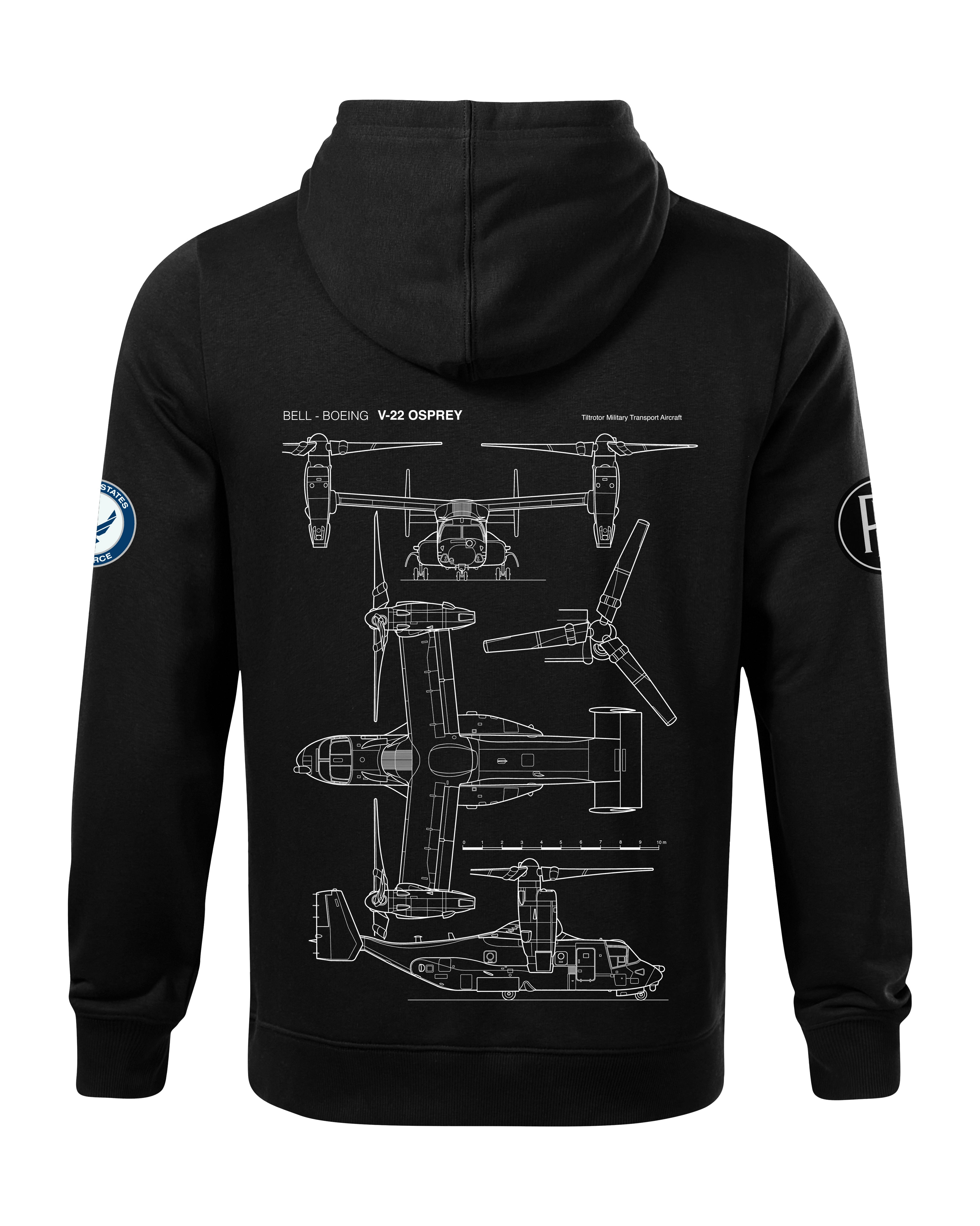 V-22 Osprey Bluza z kapturem 320g czarna/szara