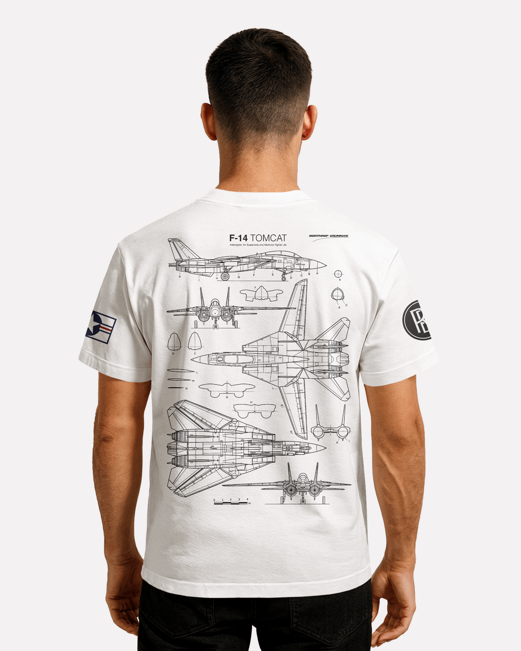 F-14 Tomcat T-shirt Classic Unisex biała/czarna