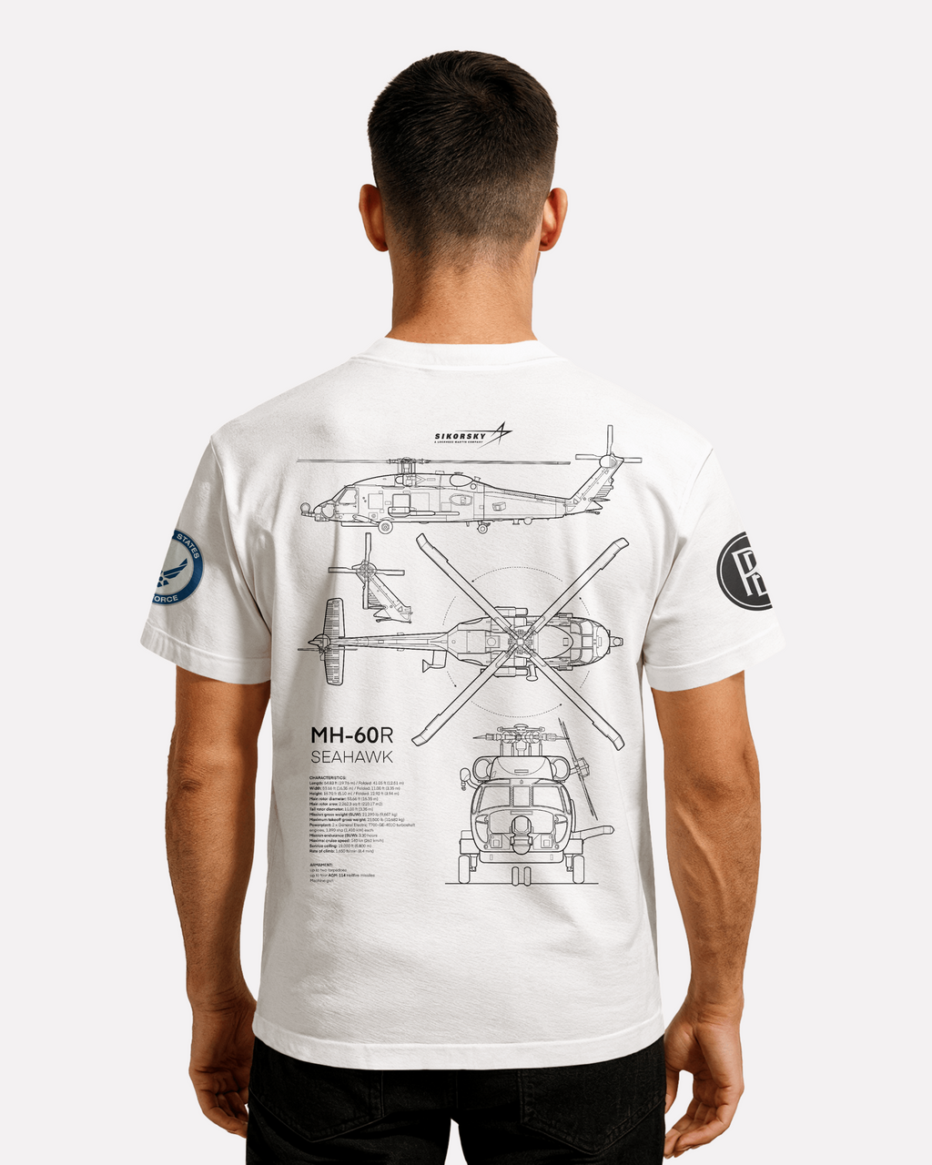 MH-60 Seahawk T-shirt Classic Unisex biała/czarna