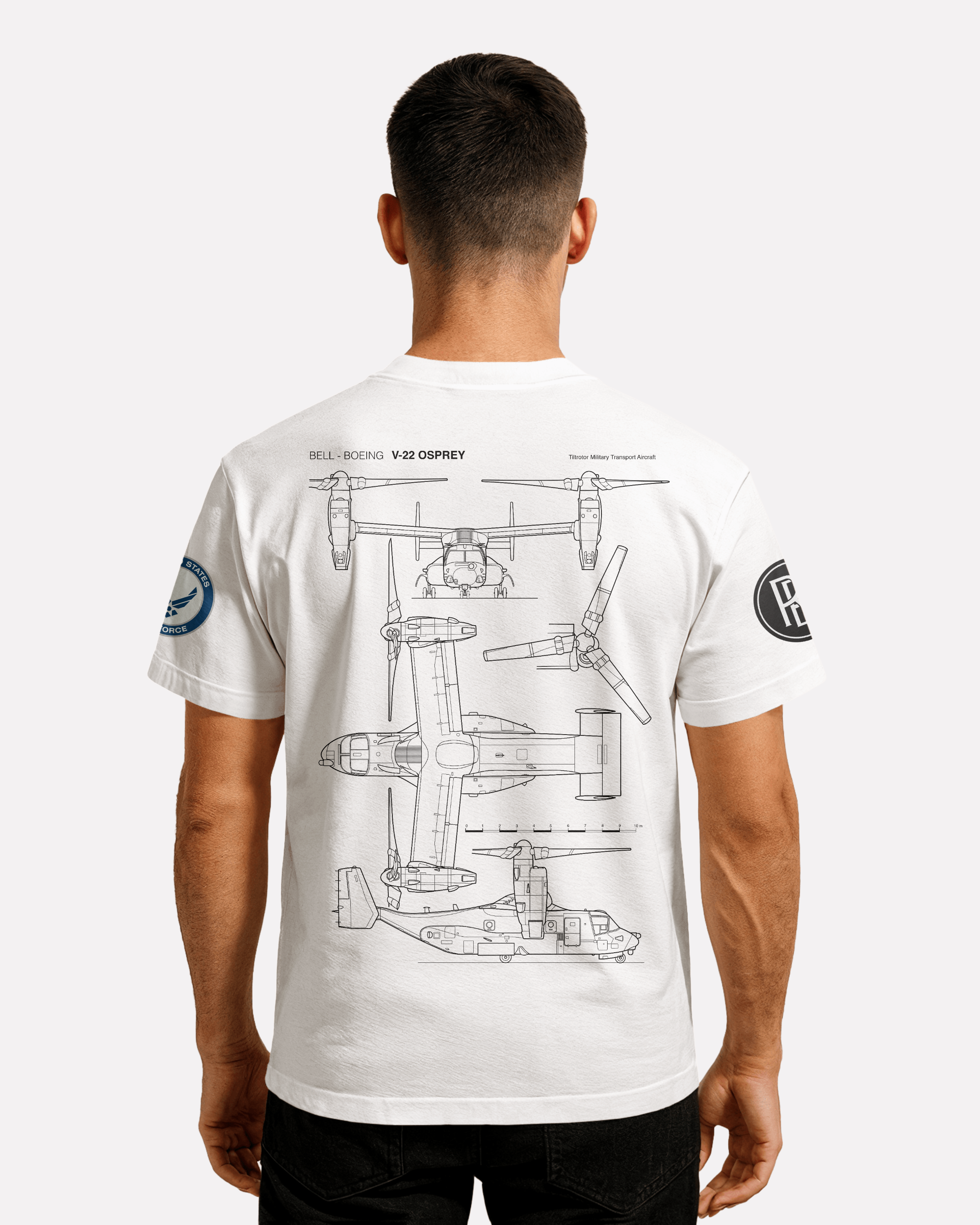 V-22 Osprey T-shirt Classic Unisex biała/czarna