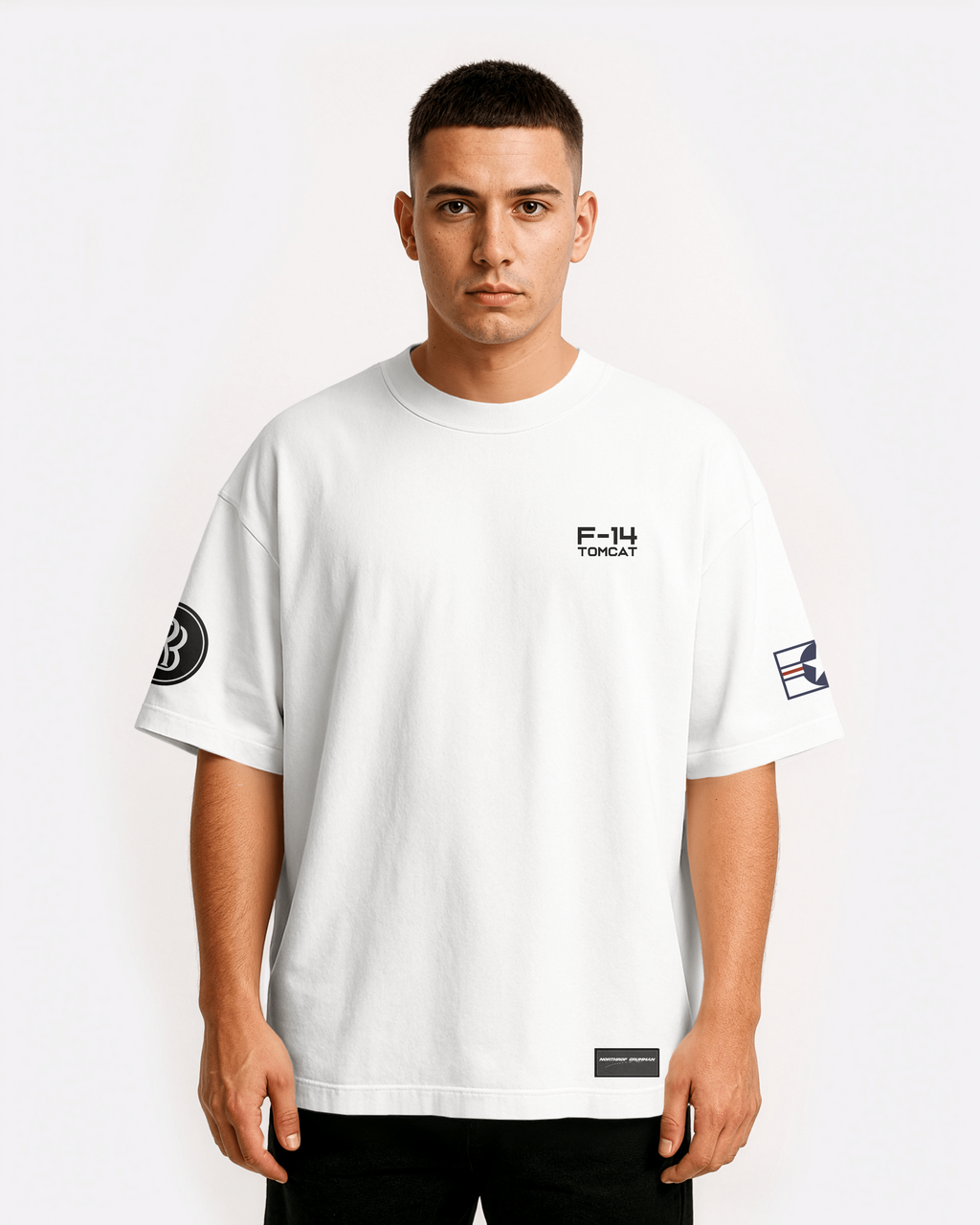 F-14 Tomcat Oversize T-shirt Unisex biała/czarna