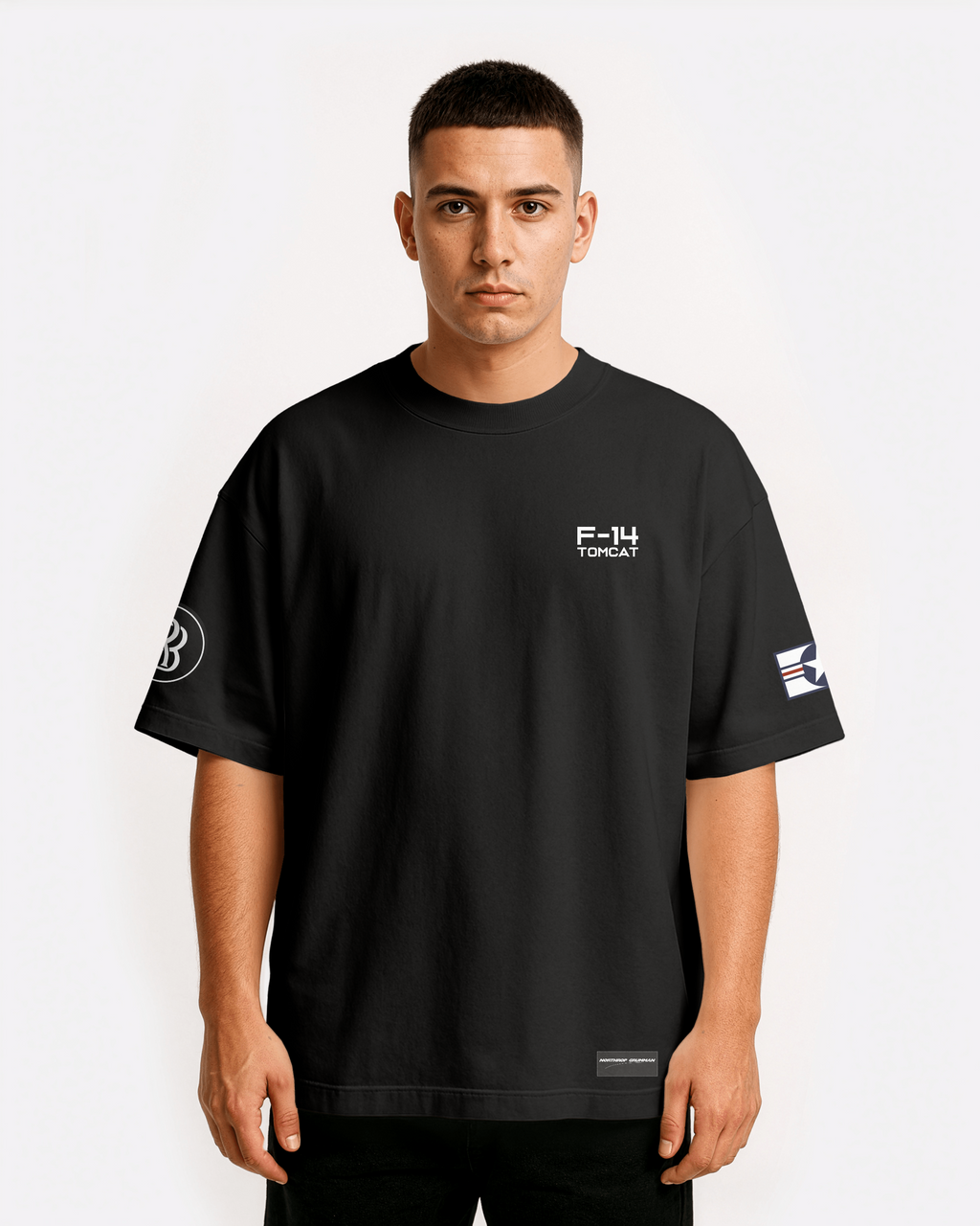 F-14 Tomcat Oversize T-shirt Unisex biała/czarna