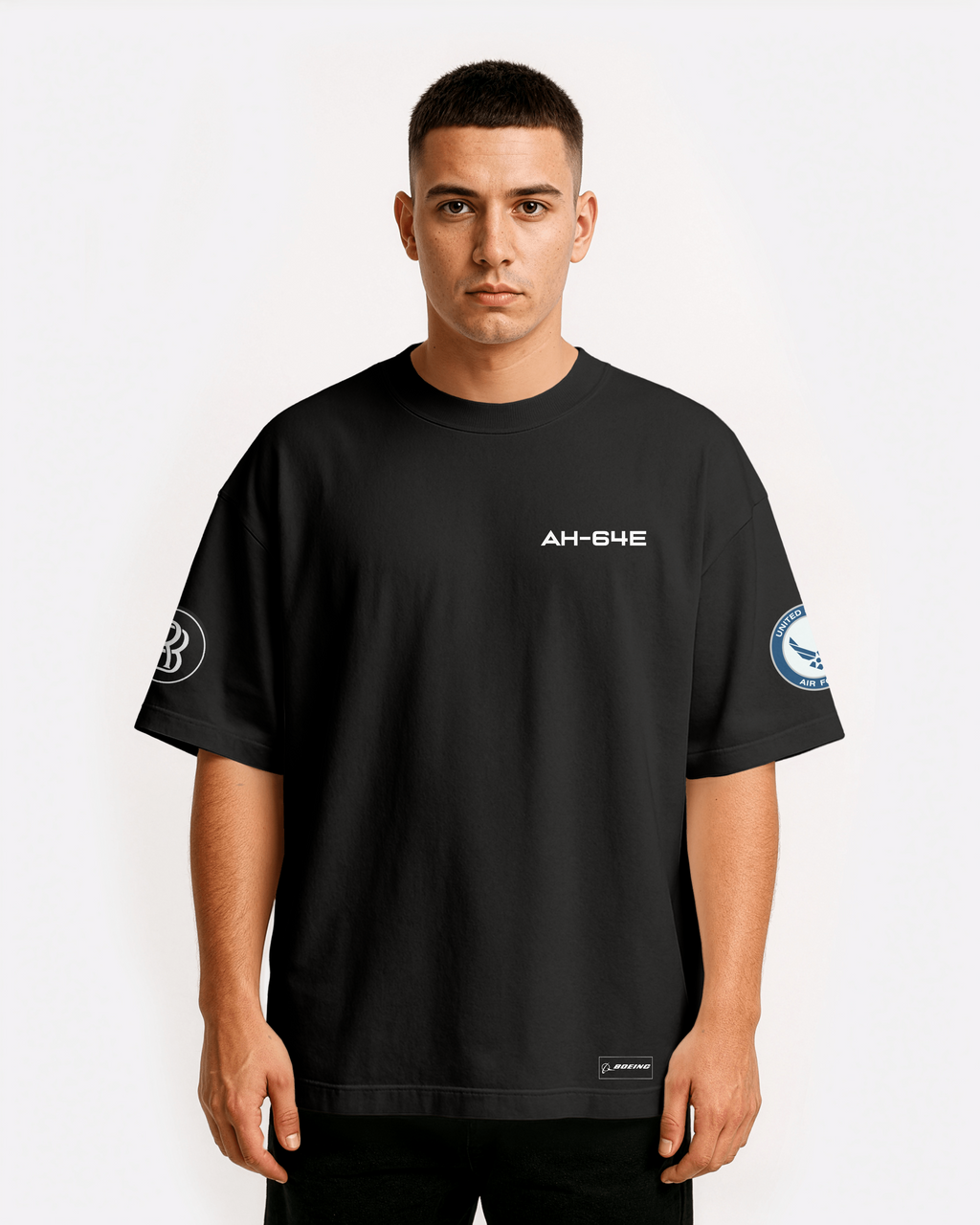 AH-64E Apache Oversize T-shirt Unisex biała/czarna