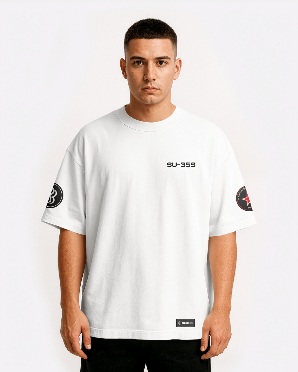 SU-35 Oversize T-shirt Unisex biała/czarna