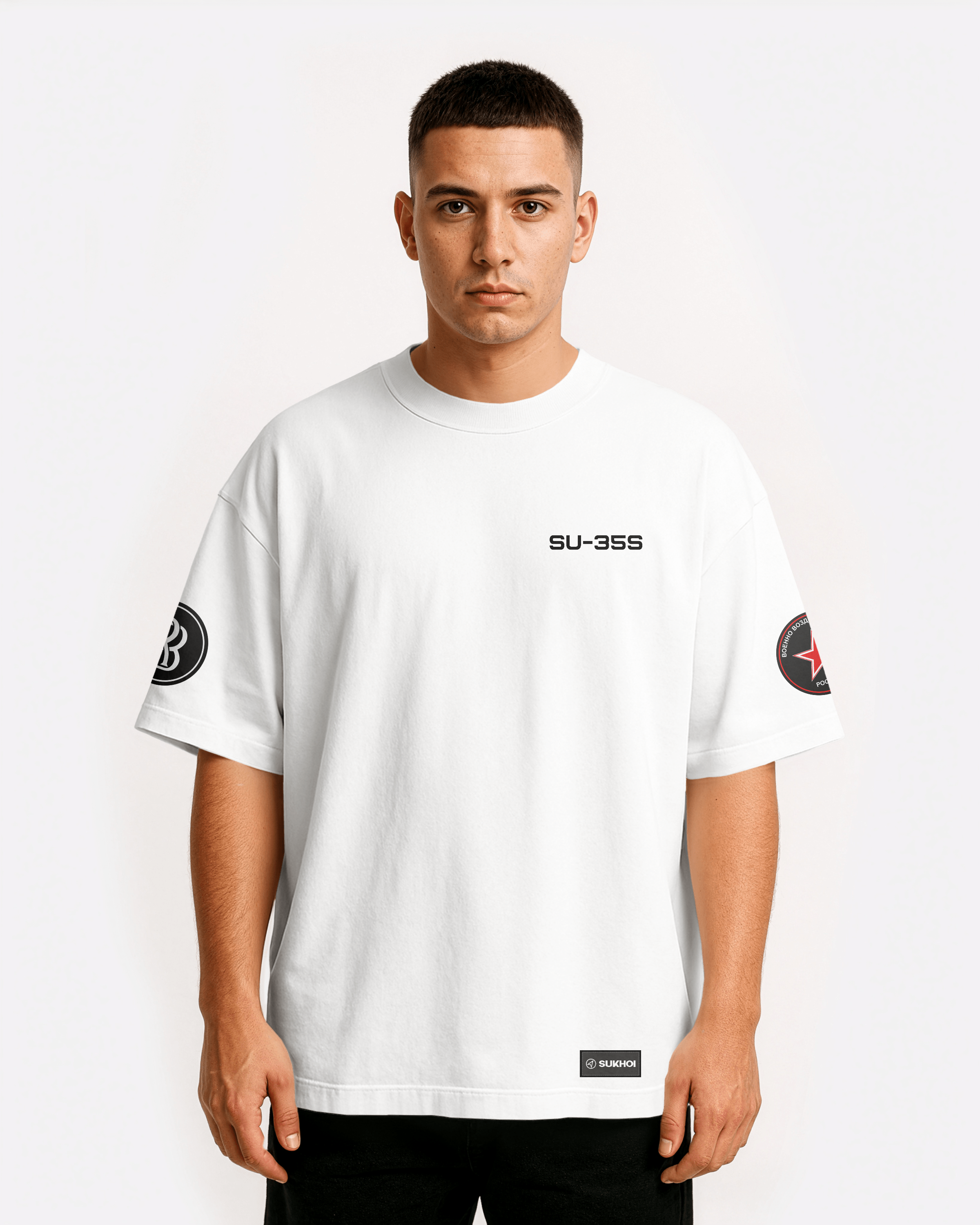 SU-35 Oversize T-shirt Unisex biała/czarna
