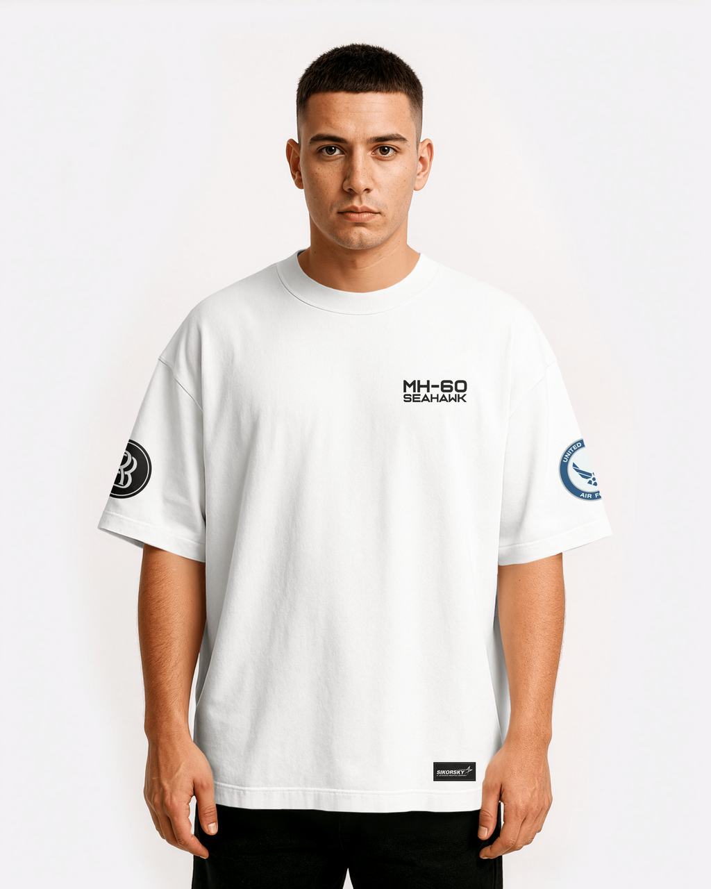 MH-60 Seahawk Oversize T-shirt Unisex biała/czarna