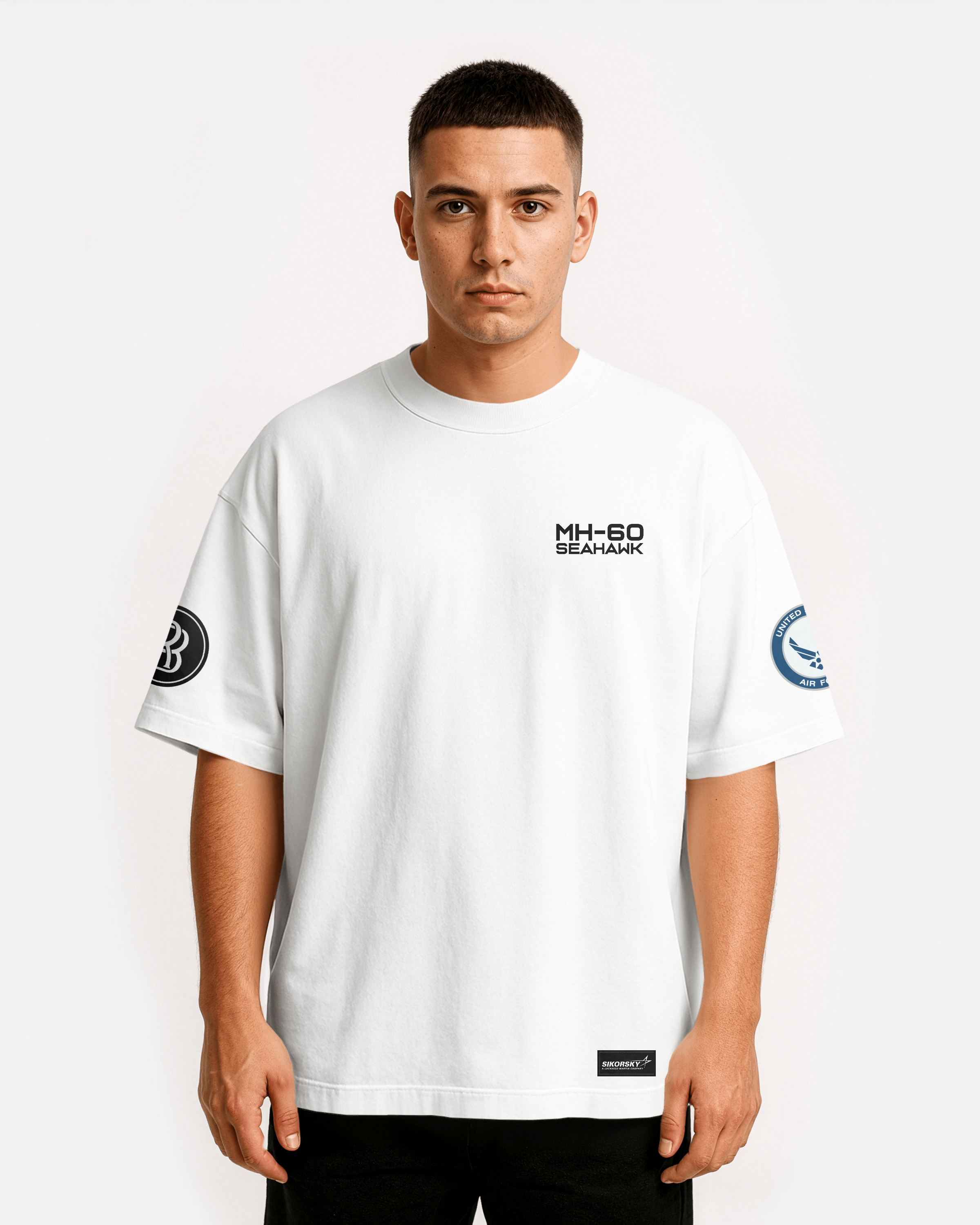 MH-60 Seahawk Oversize T-shirt Unisex biała/czarna