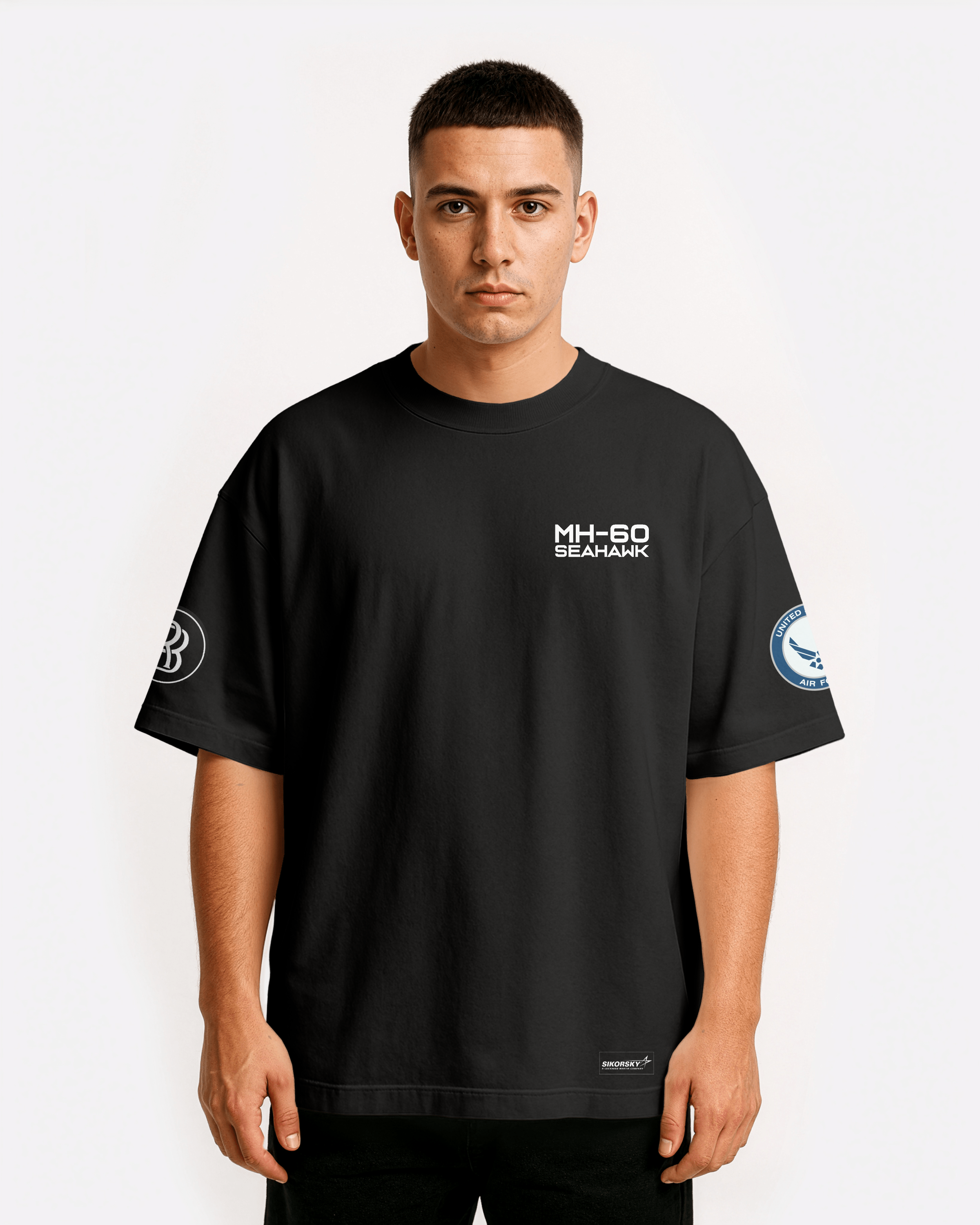 MH-60 Seahawk Oversize T-shirt Unisex biała/czarna