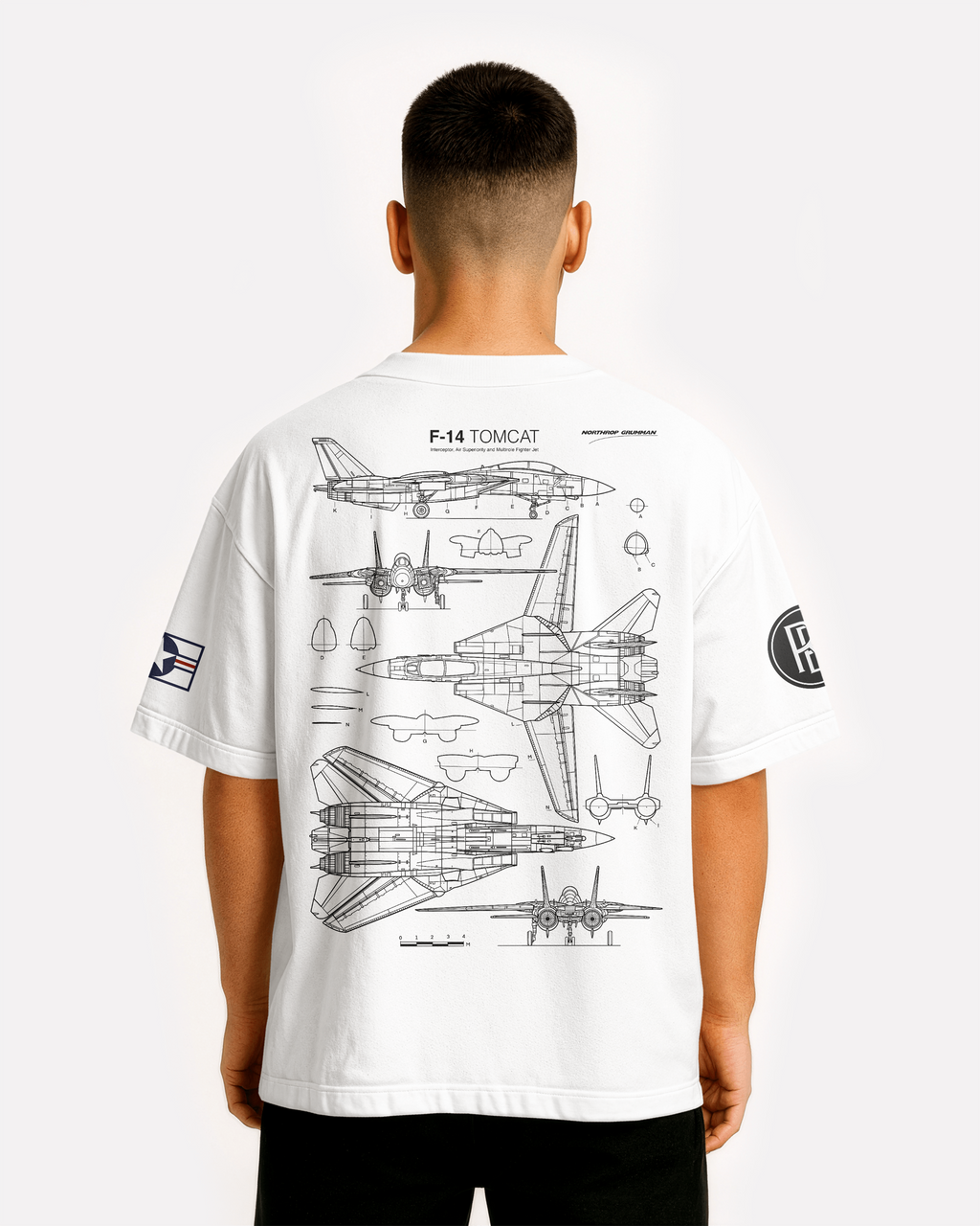 F-14 Tomcat Oversize T-shirt Unisex biała/czarna