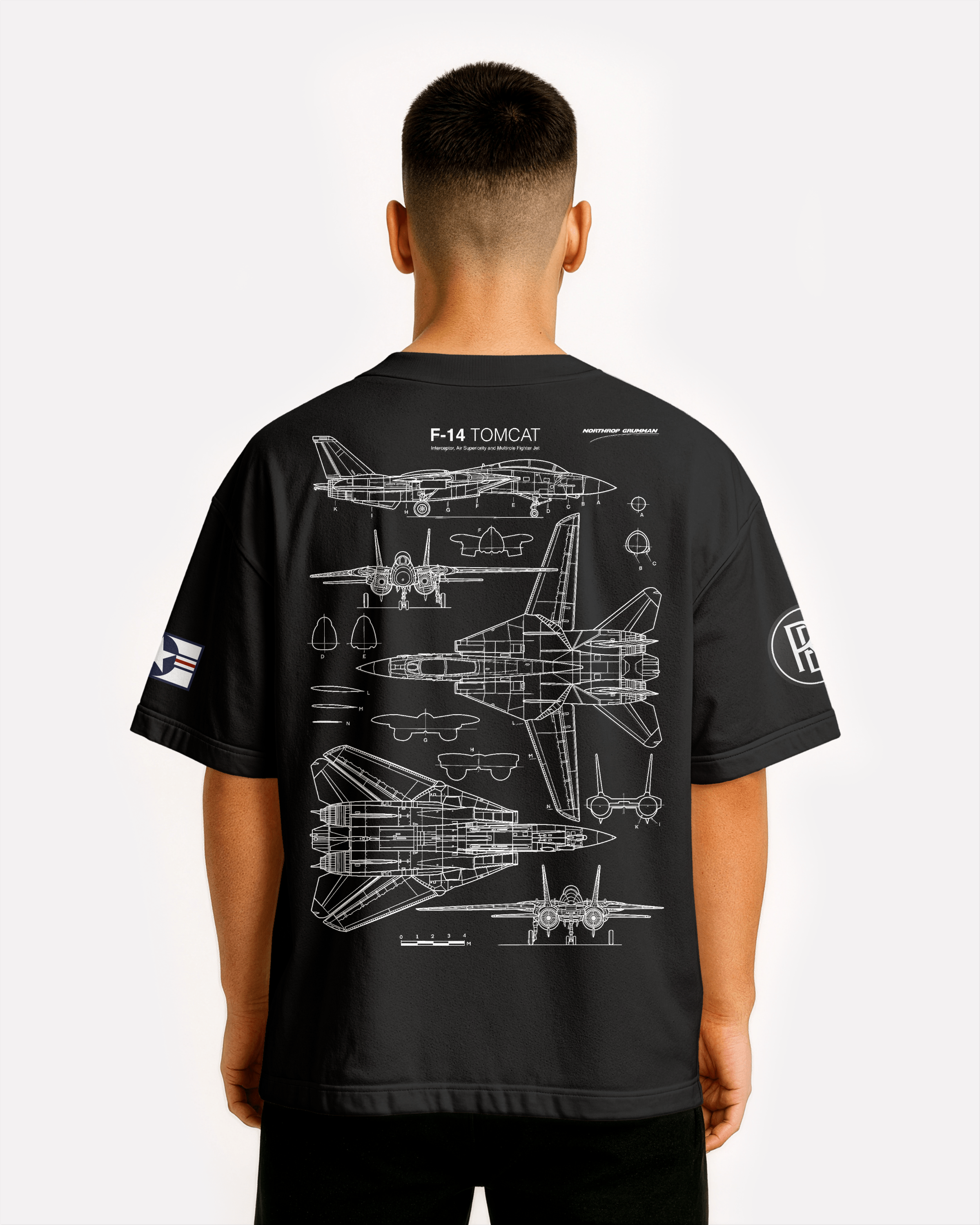 F-14 Tomcat Oversize T-shirt Unisex biała/czarna