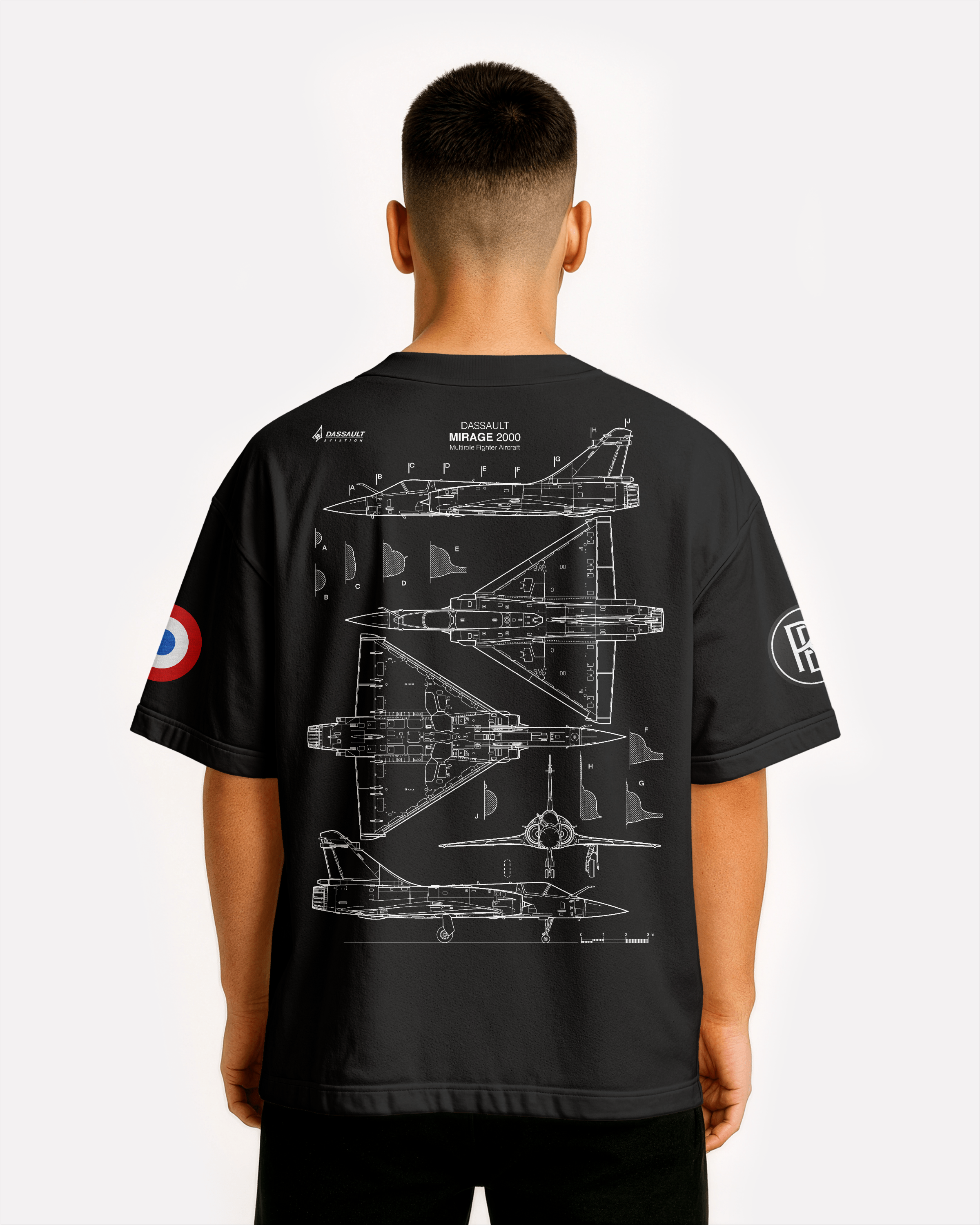 Mirage 2000 Oversize T-shirt Unisex biała/czarna