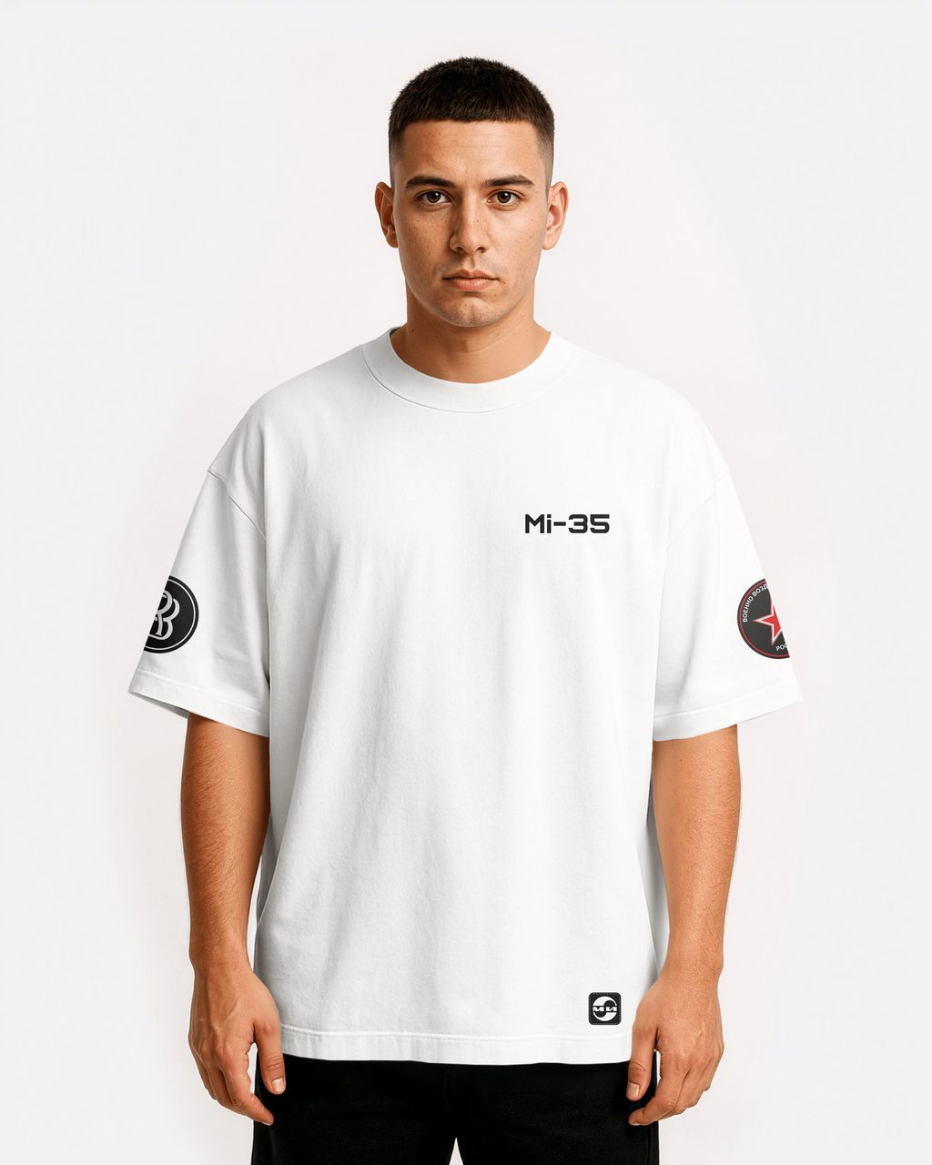 Mi-35 Oversize T-shirt Unisex biała/czarna