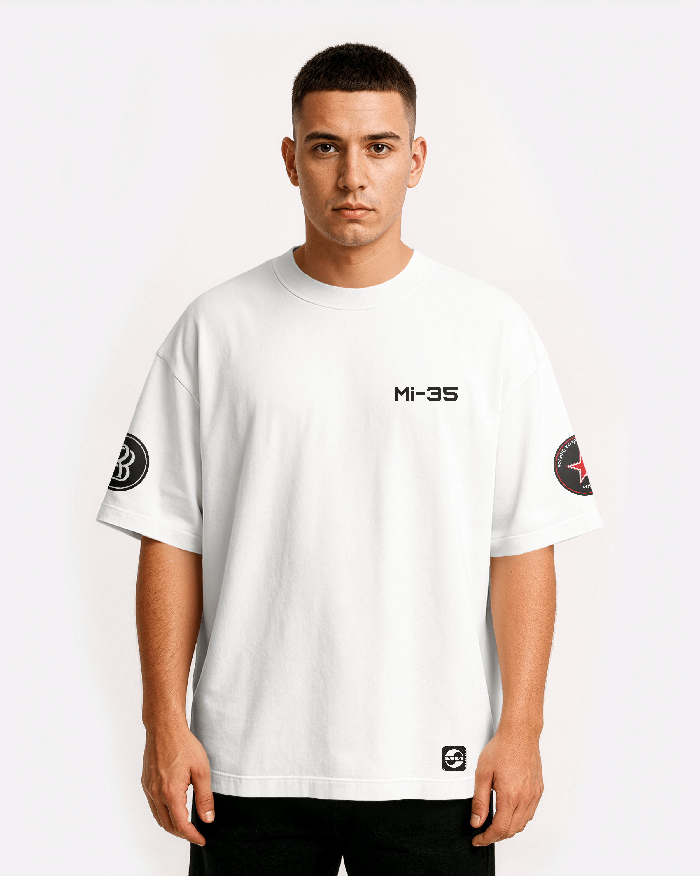 Mi-35 Oversize T-shirt Unisex biała/czarna